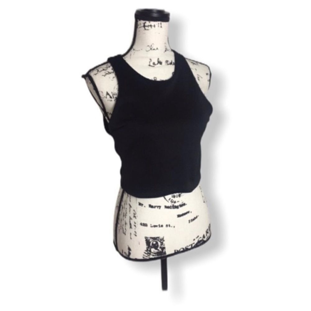 Zara Zara Black Thick Knit Sleeveless Crop Tank Top Size L Minima Size L / US 10 / IT 46 - 1 Thumbnail