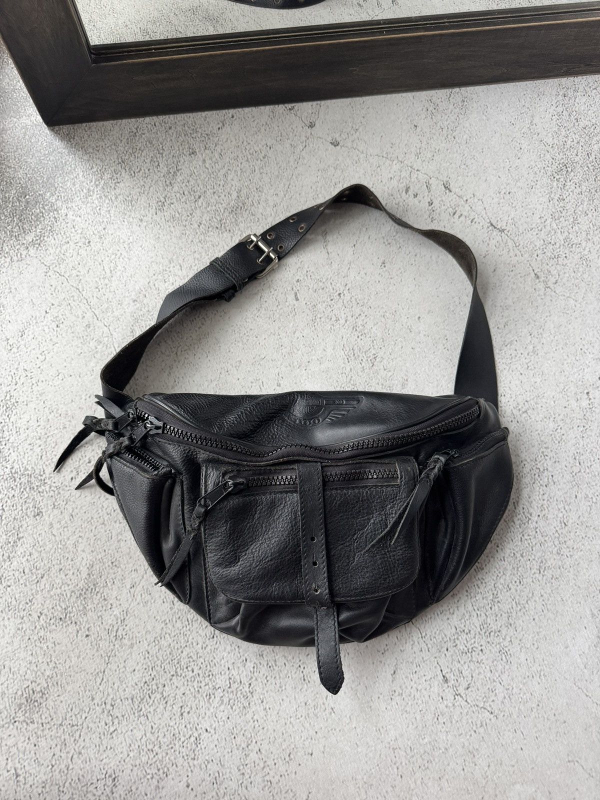 Genuine Leather Harley Davidson HD Vintage Leather Black Bum Belt Bag Size ONE SIZE - 2 Thumbnail