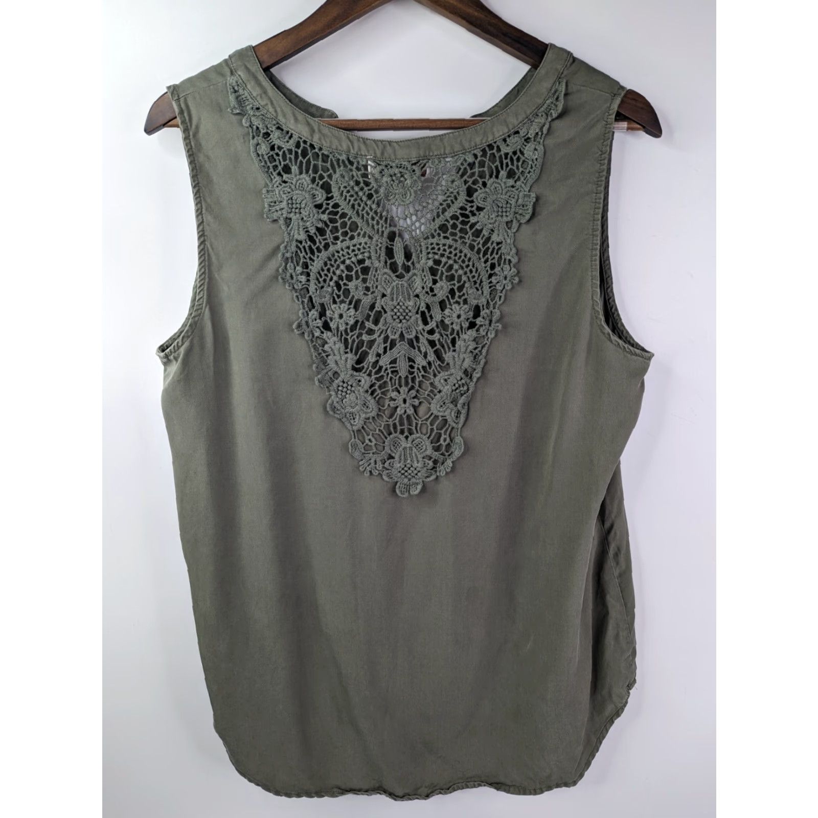Vintage Knox Rose Crochet Knit Decorative Back Detail Boho Tank Top Sage Womens Large Shirt Blouse Green Size L / US 10 / IT 46 - 3 Thumbnail