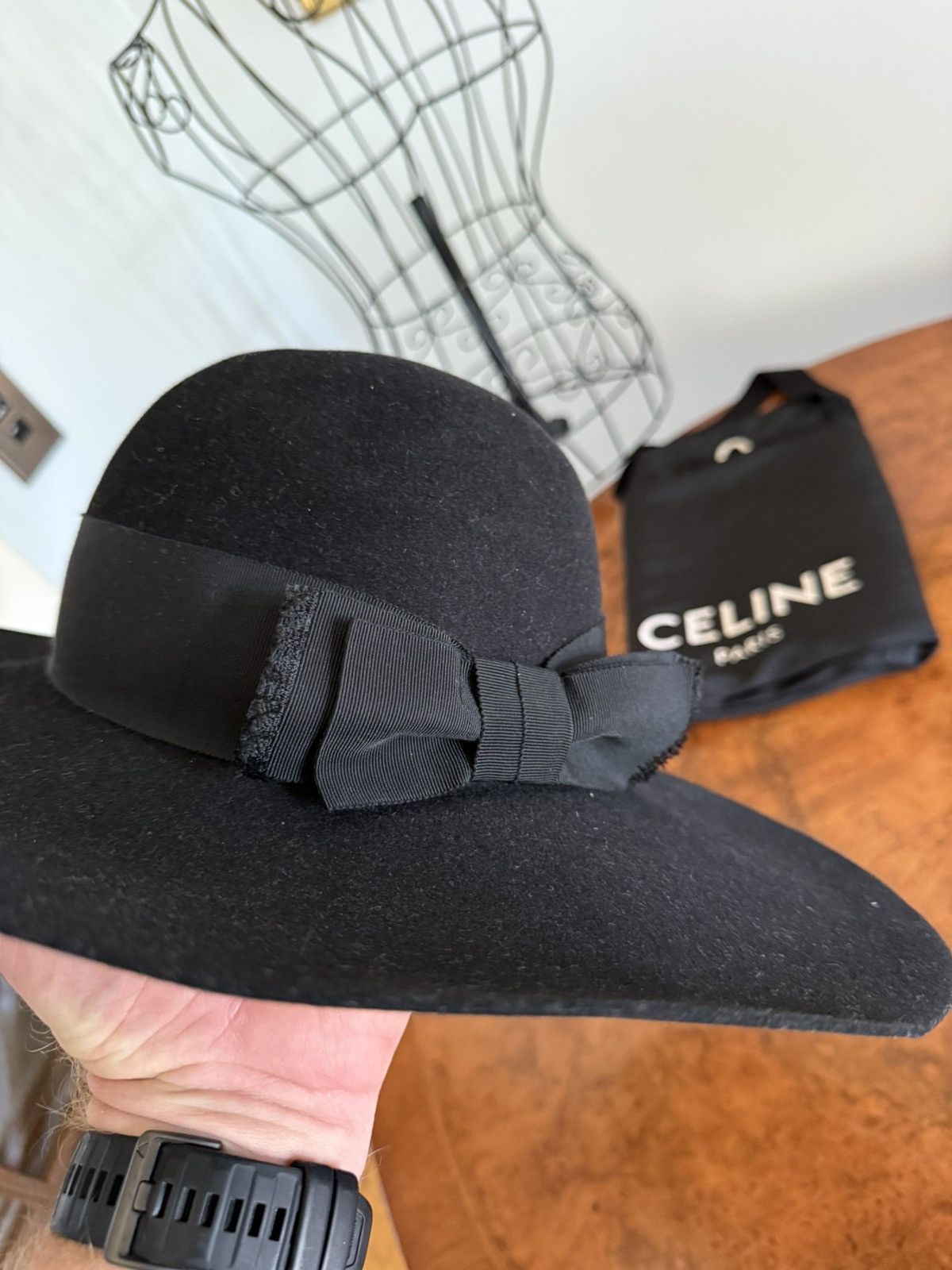 Saint Laurent Paris SS13 Saint Laurent black bow fedora hat Hedi Slimane 58 Size ONE SIZE - 4 Thumbnail
