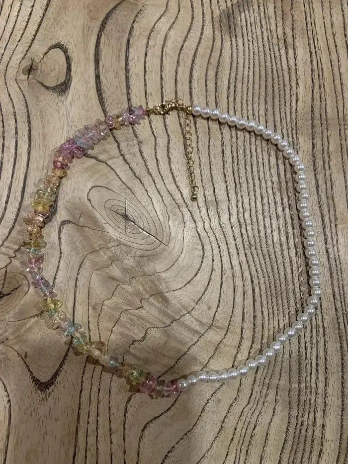 Jewelry Imitation Pearl and Colorful Stone Beads Necklace Size ONE SIZE - 2 Thumbnail