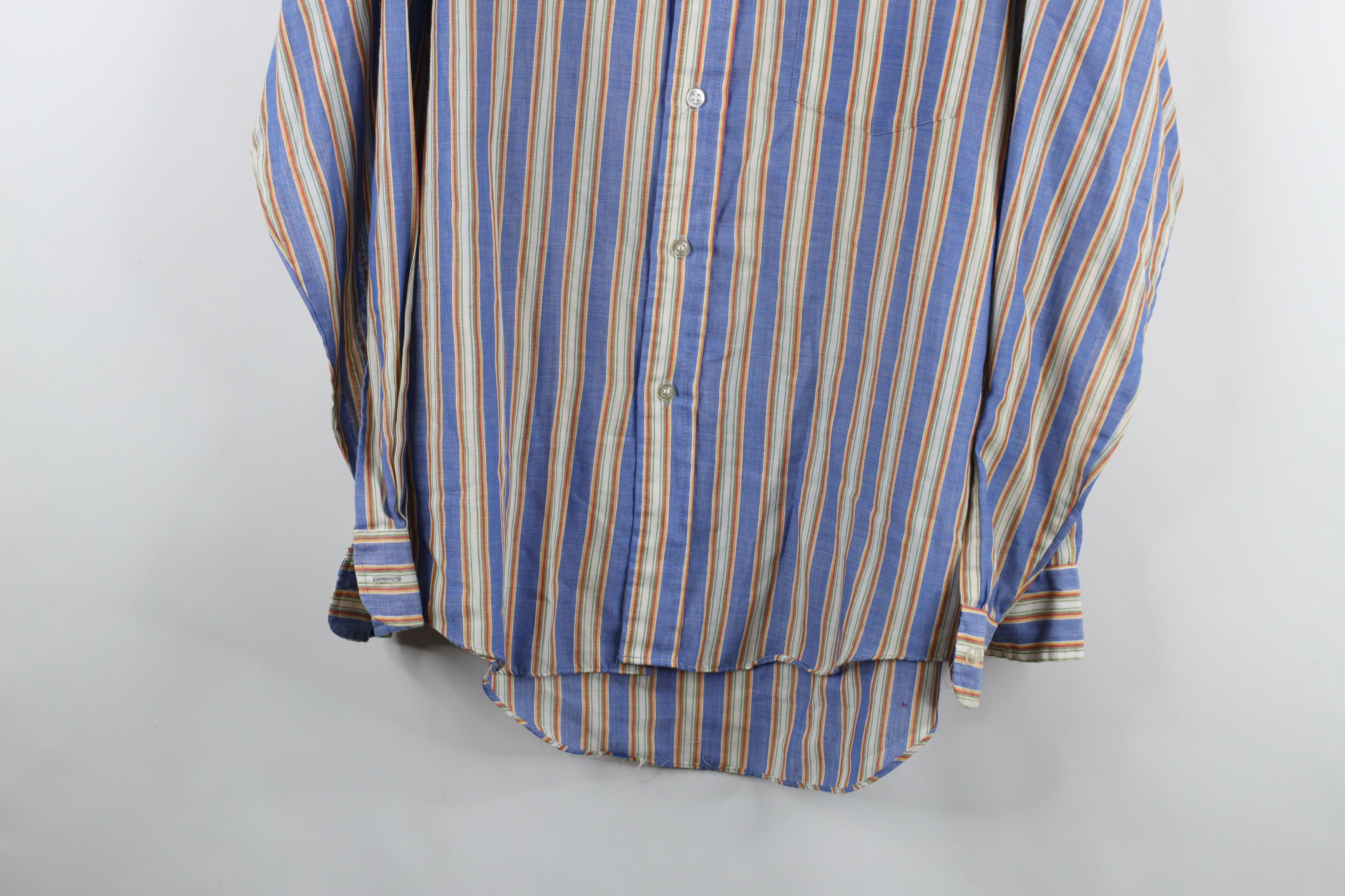 Vintage Vintage 60s 70s Streetwear Striped Collared Button Shirt Size US L / EU 52-54 / 3 - 3 Thumbnail