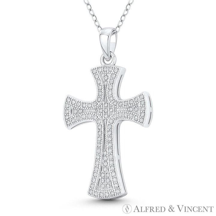 Other Flared Cross of St. John CZ Pendant in .925 Sterling Silver Size ONE SIZE - 1 Preview