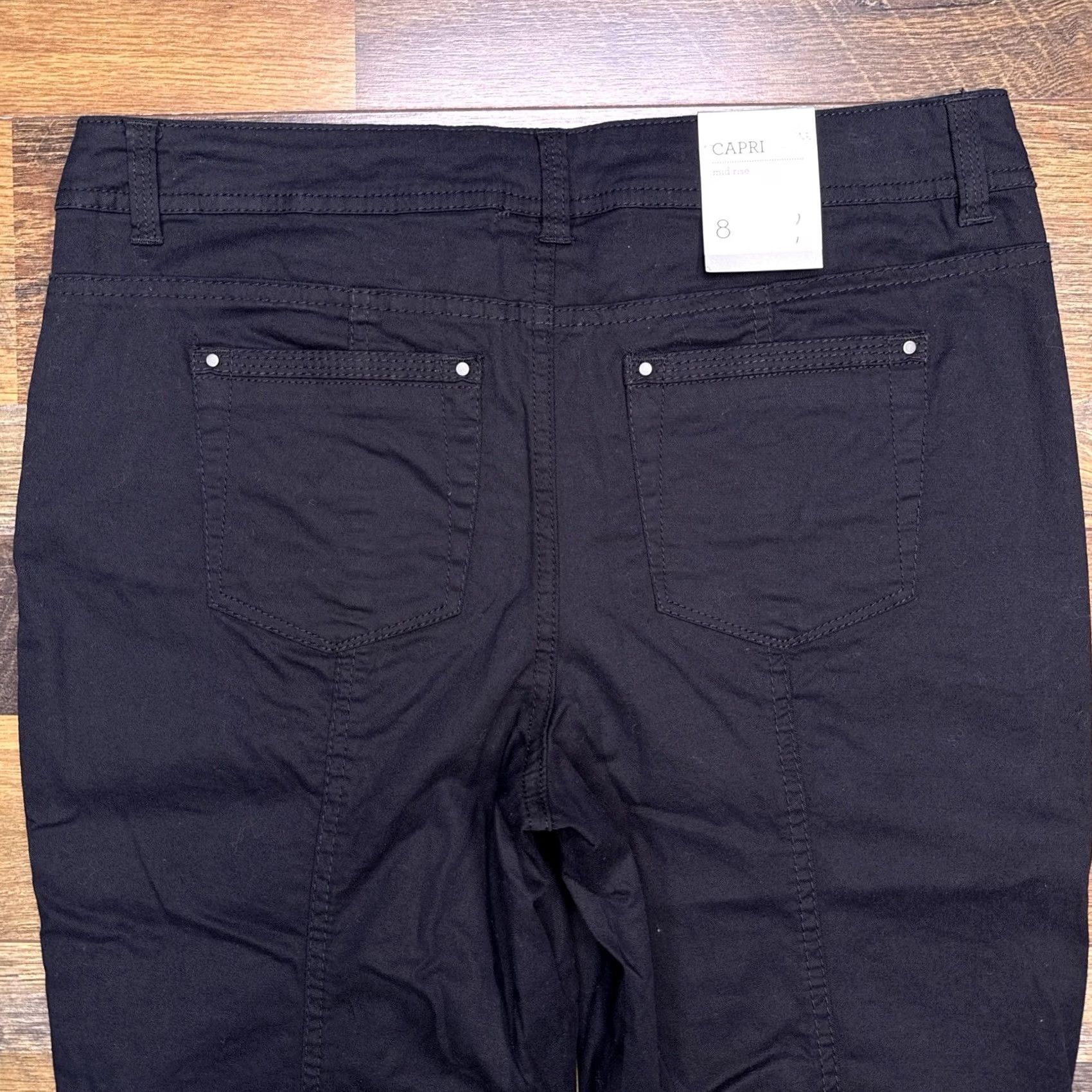 Vintage Style & Co Capri Pants Womens 8 Black Mid Rise Stretch New Size 30" / US 8 / IT 44 - 6 Thumbnail