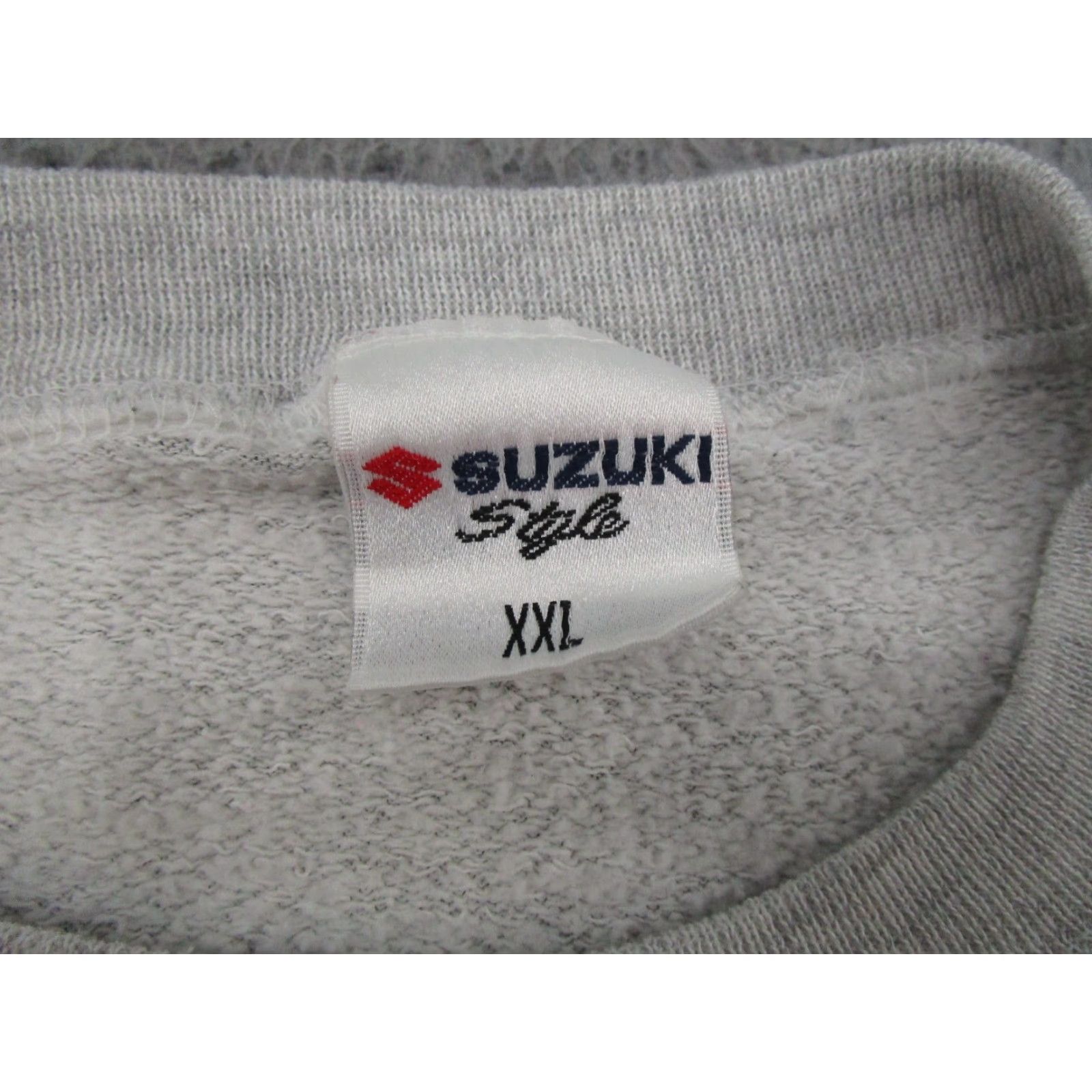 VINTAGE Suzuki Sweatshirt Mens Size 2XL Gray Racing 1990s Checkered Flag Hooded Pullover Sports Crew Neck (All Seasons)