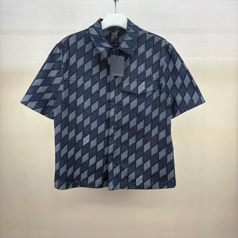 Louis Vuitton Louis Vuitton Diamond Print Denim Shirt-yf Size US XL / EU 56 / 4 - 1 Thumbnail