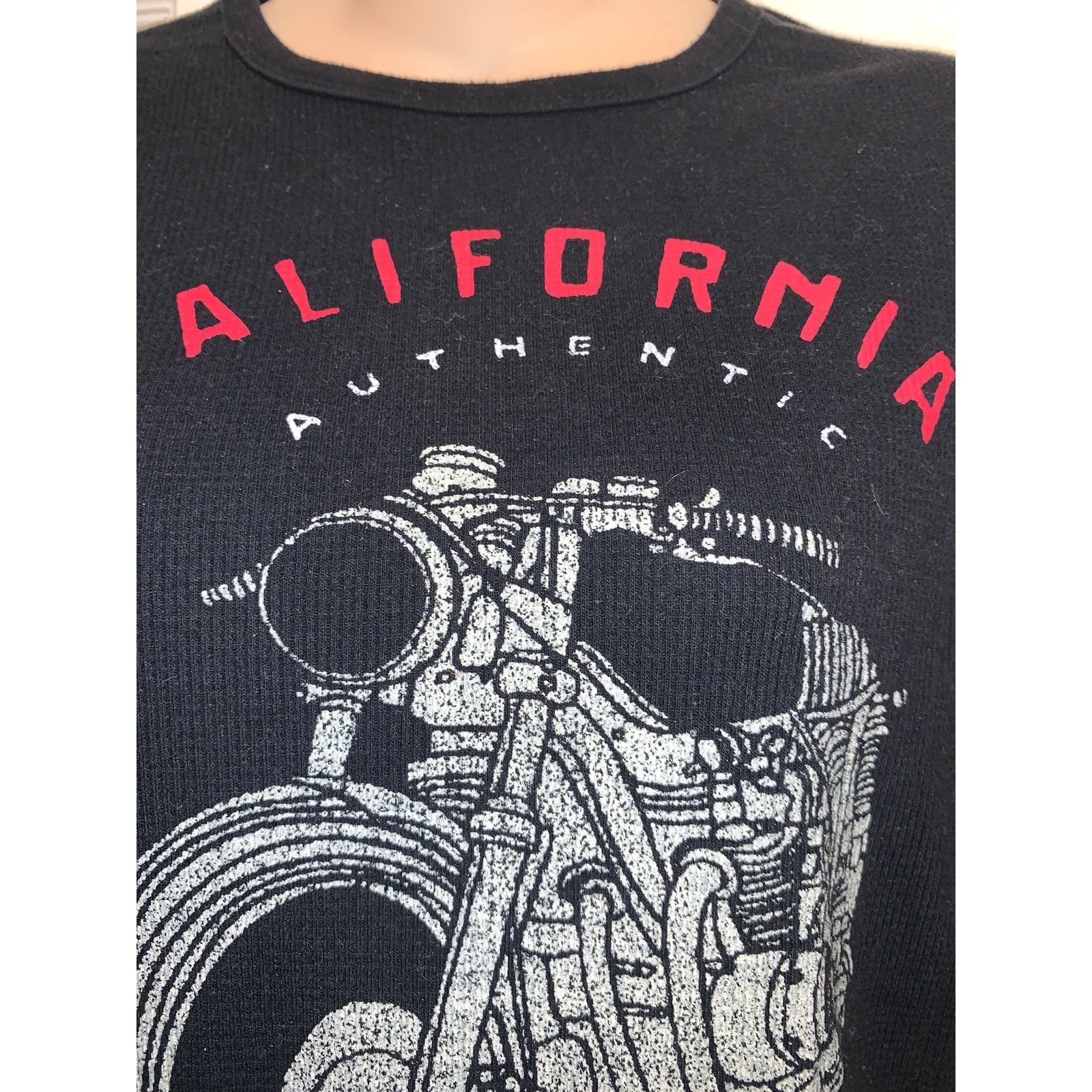 Levi's Y2K LEVIS THERMAL WAFFLE CALIFORNIA BIKER MOTORCYCLE TOP S Size S / US 4 / IT 40 - 3 Thumbnail