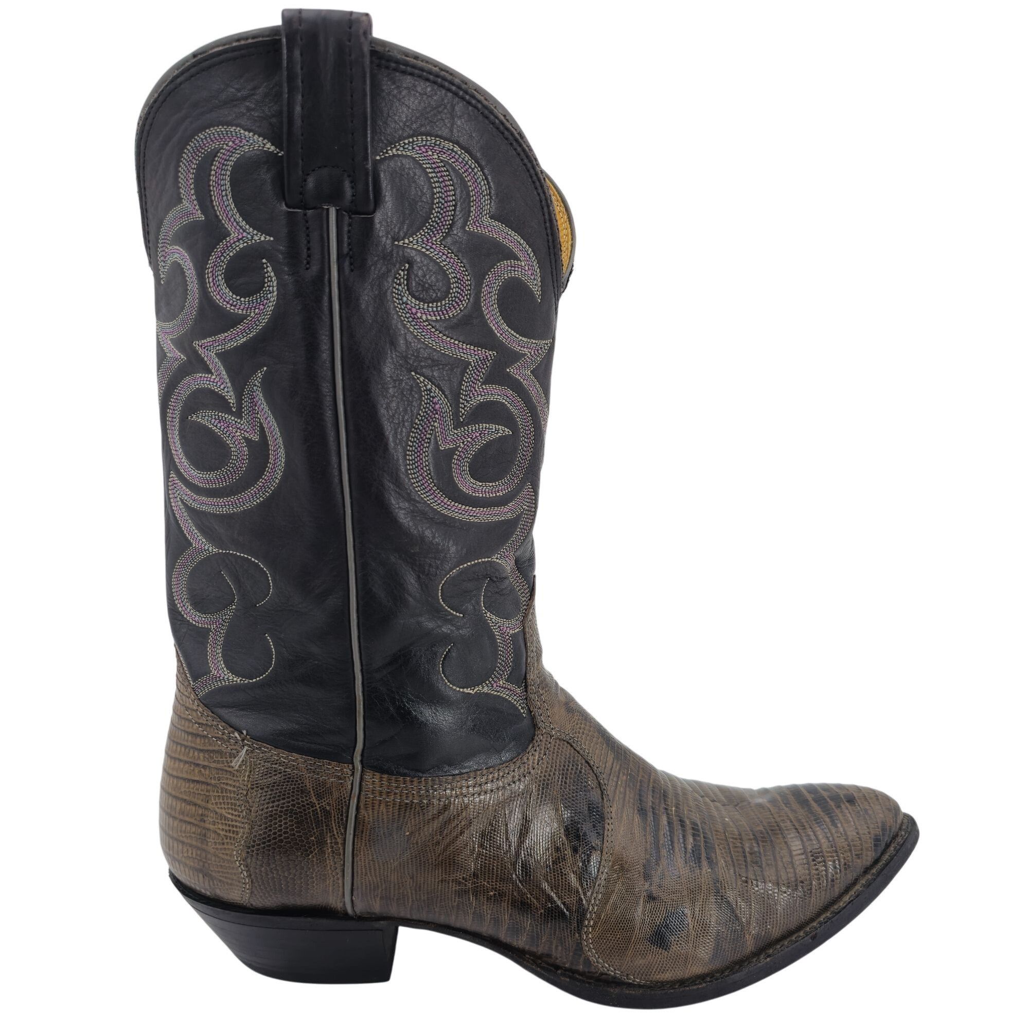 Nocona Boots Vintage Nocona Mens Size 12D Lizard Teju Exotic Leather Cowb Size US 12 / EU 45 - 8 Thumbnail