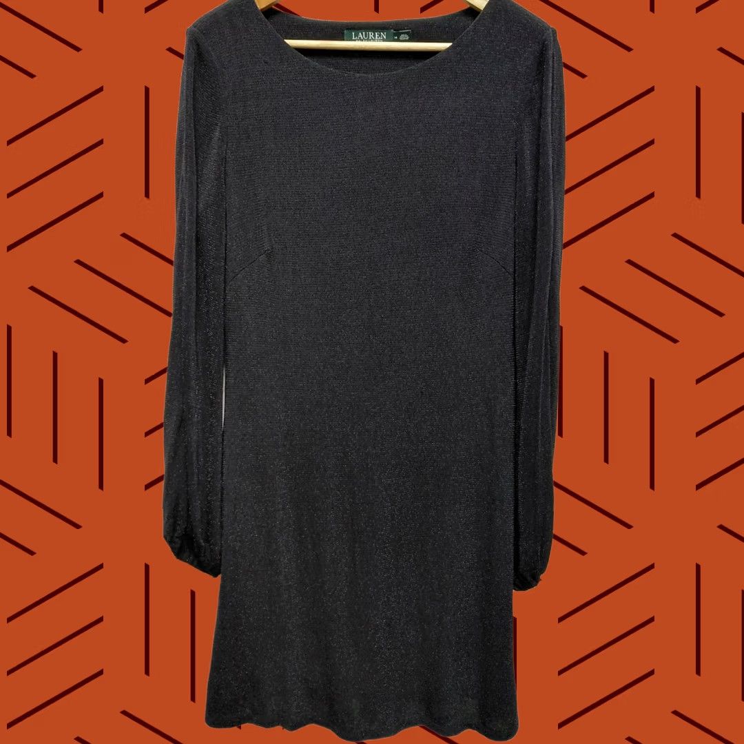 Ralph Lauren LAUREN RALPH LAUREN Black Knit Dress Solid Long Sleeve Knee Length Women Size 14 Size XL / US 12-14 / IT 48-50 - 1 Thumbnail