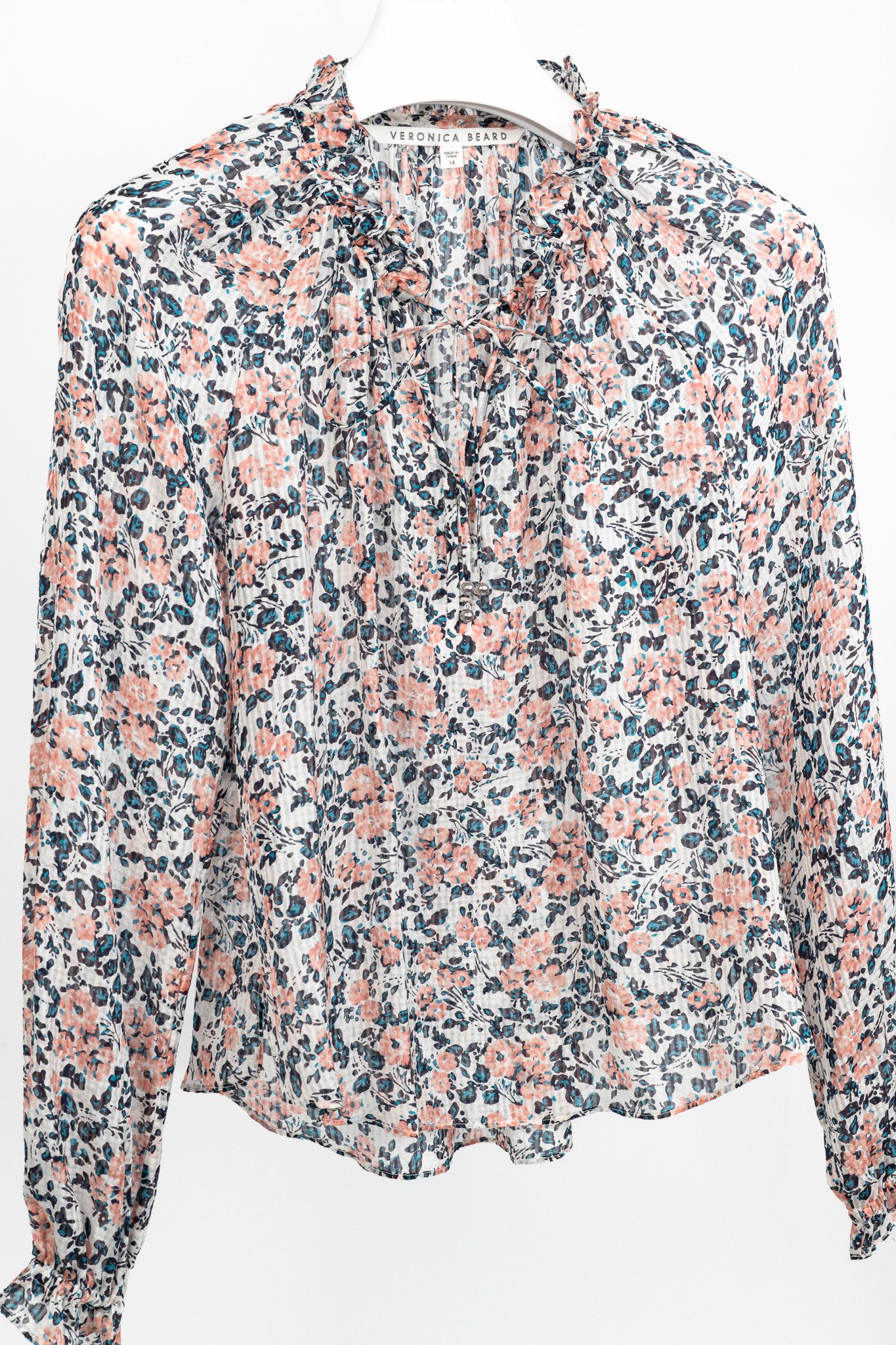Veronica Beard Veronica Beard Antonette Floral-Print Silk Ruffled Blouse Size XL / US 12-14 / IT 48-50 - 3 Thumbnail