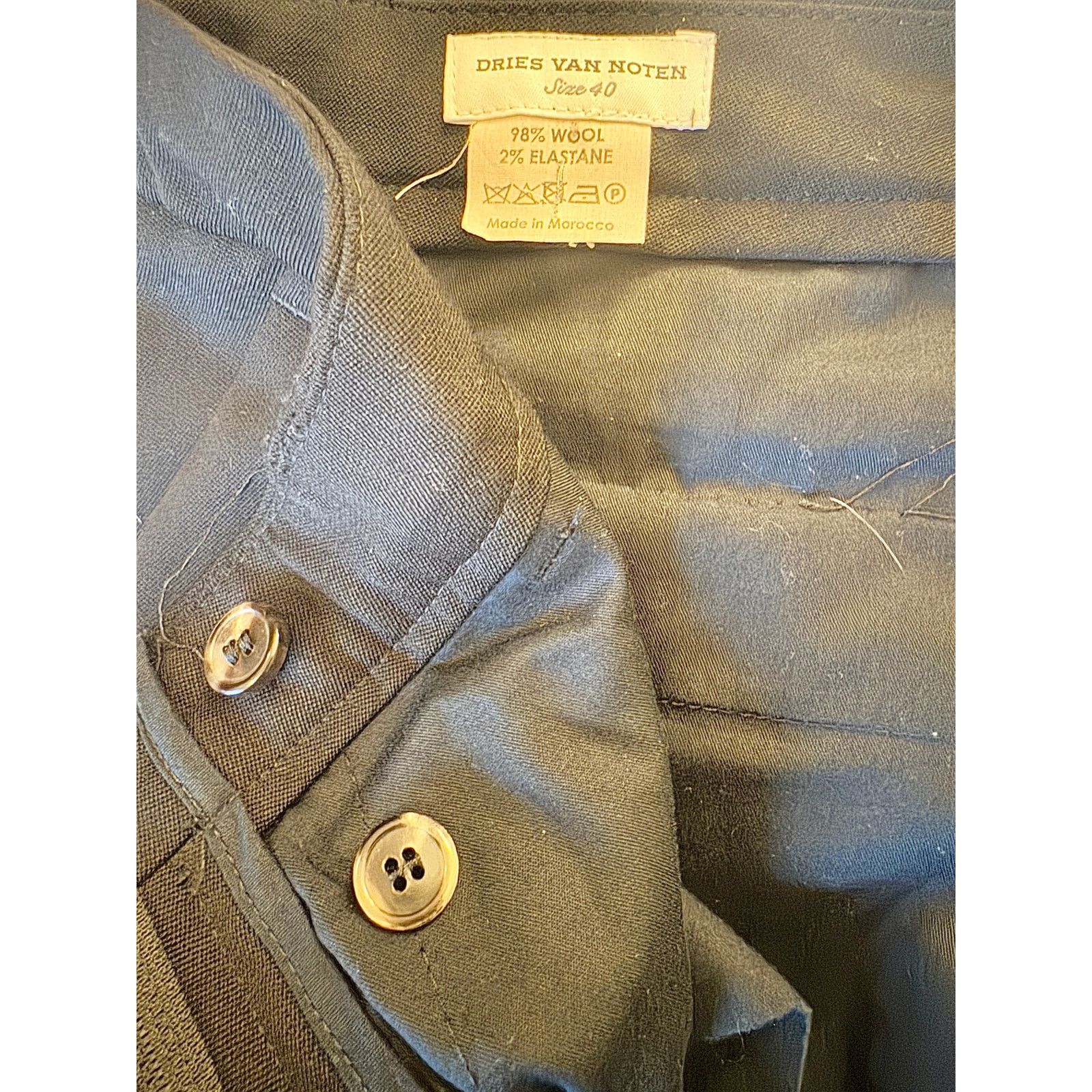 Dries Van Noten Dries Van Noten Black Wool-Elastane Blend Trousers Size US 31 - 3 Thumbnail