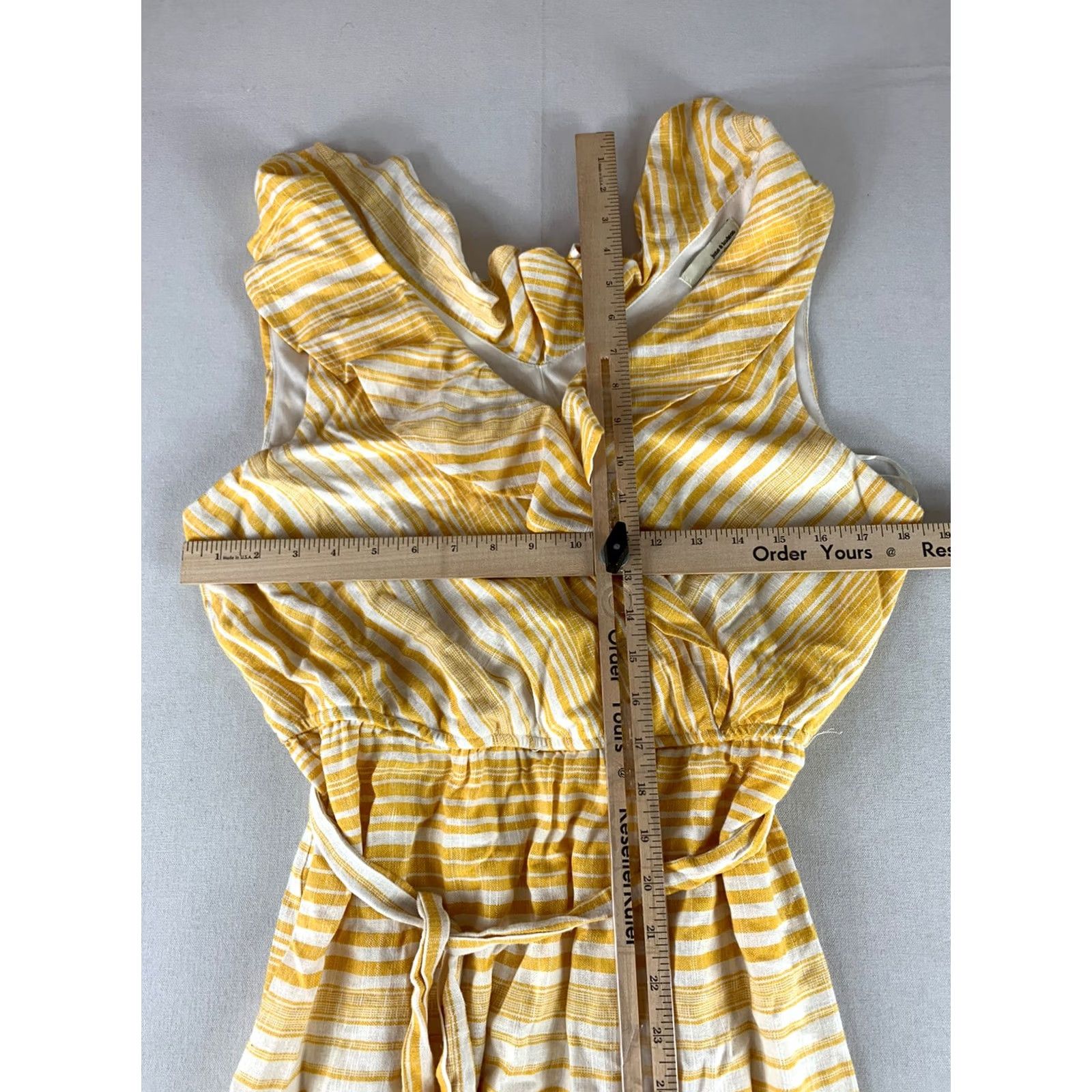 Hudson JUNE & HUDSON LONG DRESS YELLOW STRIPED WOMENS SIZE 1 LINEN BLEND Size XS / US 0-2 / IT 36-38 - 4 Thumbnail