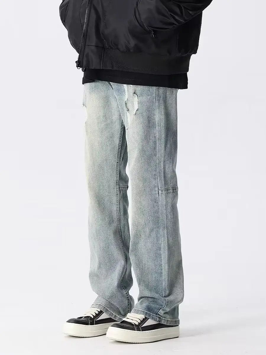 Japanese Brand × Jean Retro loose straight leg ripped jeans Size US 32 / EU 48 - 1 Thumbnail