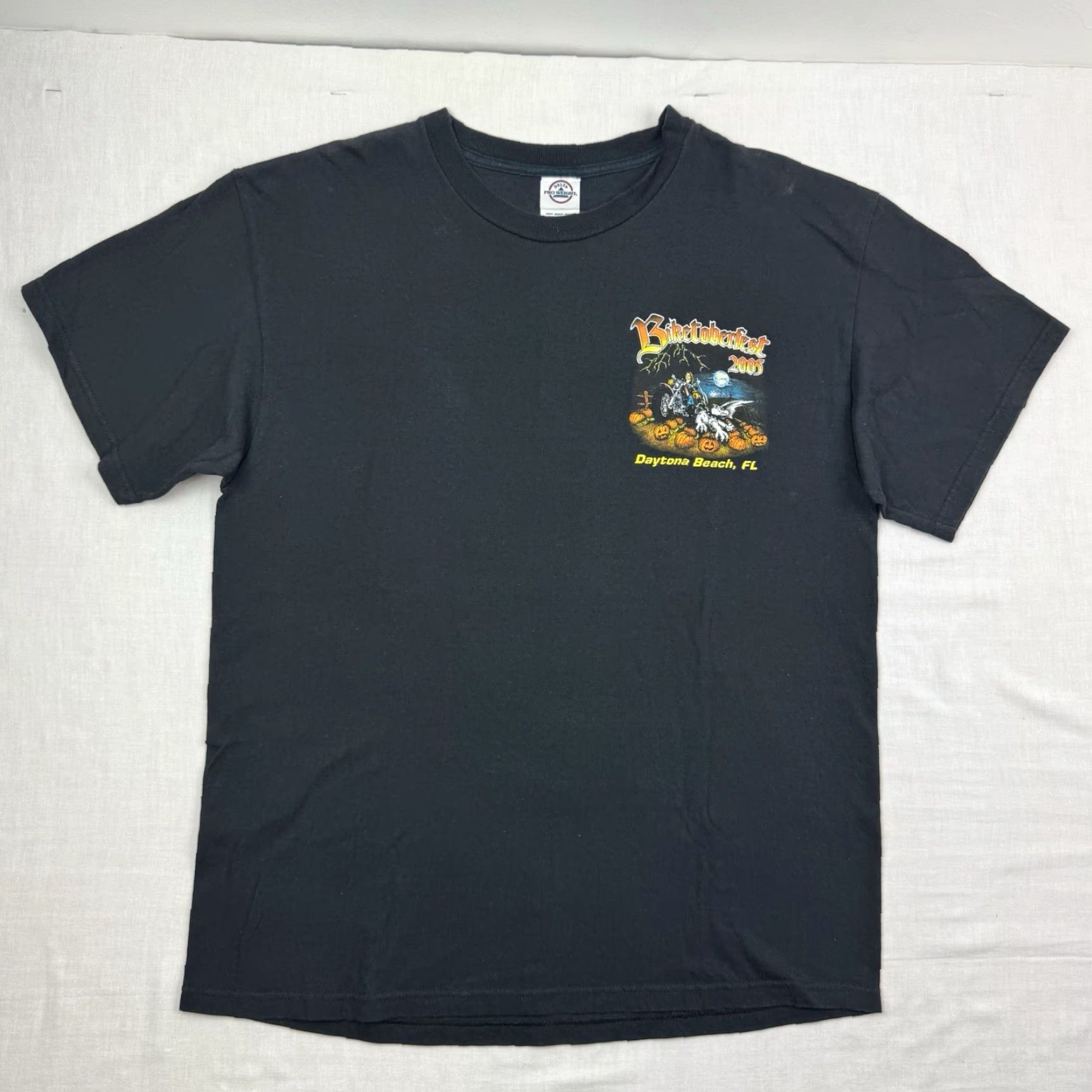 Delta VINTAGE Biker T-Shirt Delta Men’s Short Sleeve Crew Neck Graphic Print Black L 2005 Biketoberfest/Y2K Mens Size US L / EU 52-54 / 3 - 3 Thumbnail