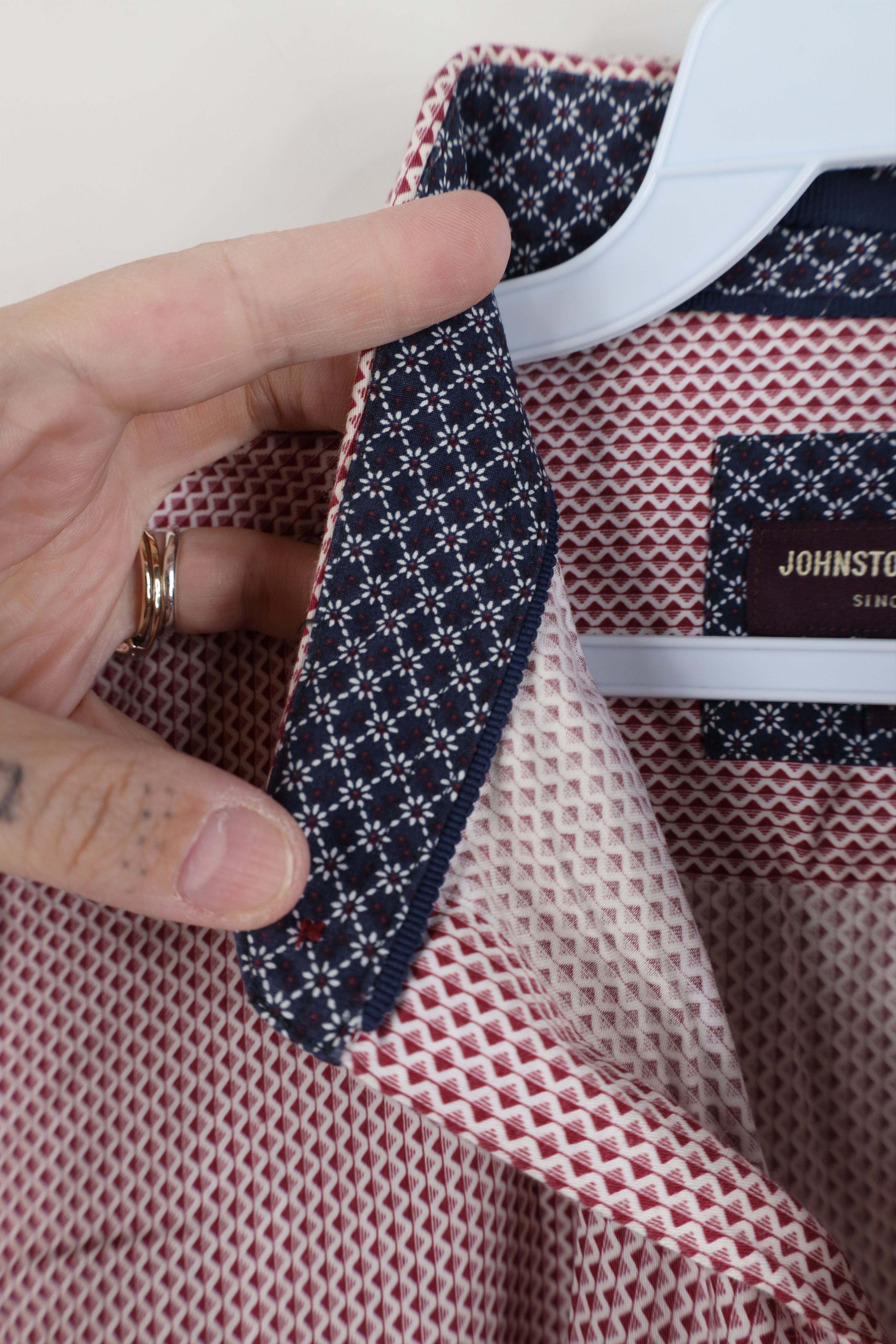 Johnston & Murphy Johnston & Murphy Cuff Diamond Collared Button Shirt Cotton Size US XL / EU 56 / 4 - 10 Thumbnail