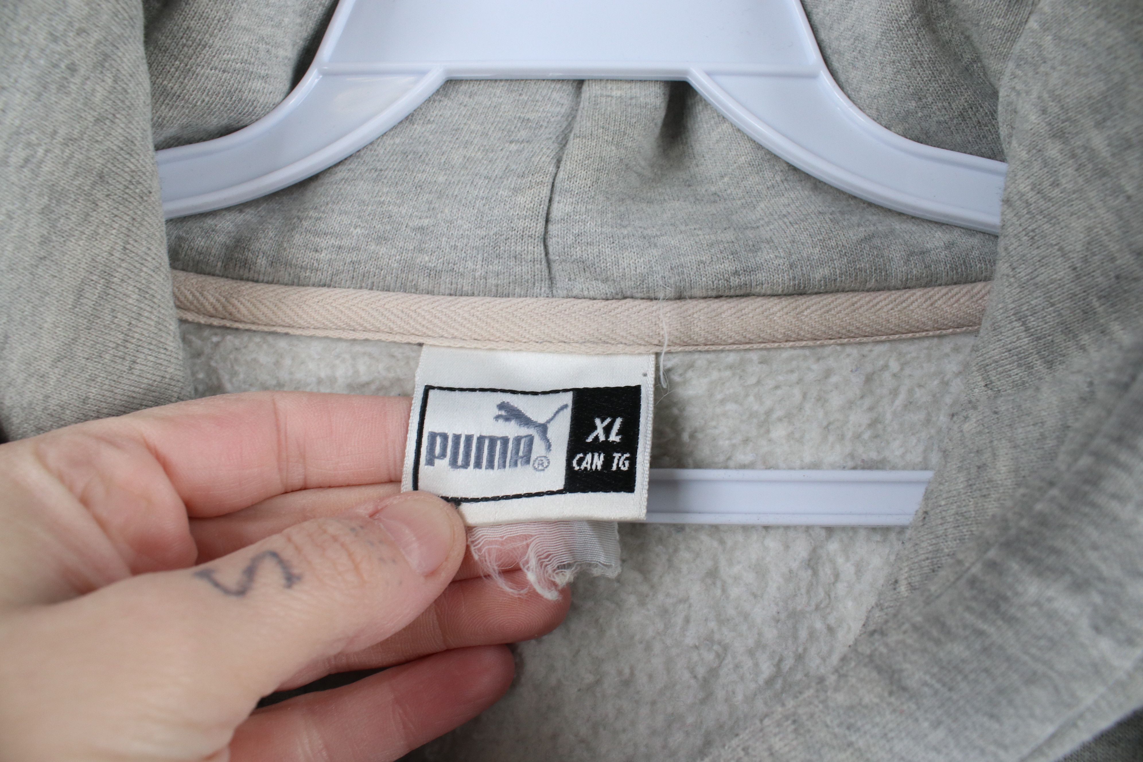 Puma × Vintage Vintage 90s Puma Heavyweight Hoodie Sweatshirt Heather Gray Size US XL / EU 56 / 4 - 8 Thumbnail