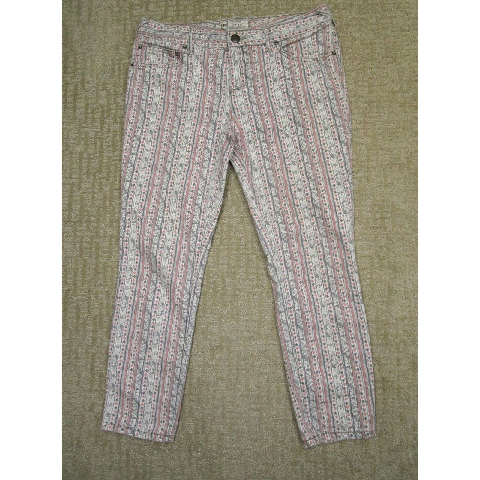Free People Free People Jeans Women 30 Multicolor Geometric Skinny Ankle Pant Southwestern Aztec Net 60 day returns Mens? Size 30" / US 8 / IT 44 - 2 Thumbnail