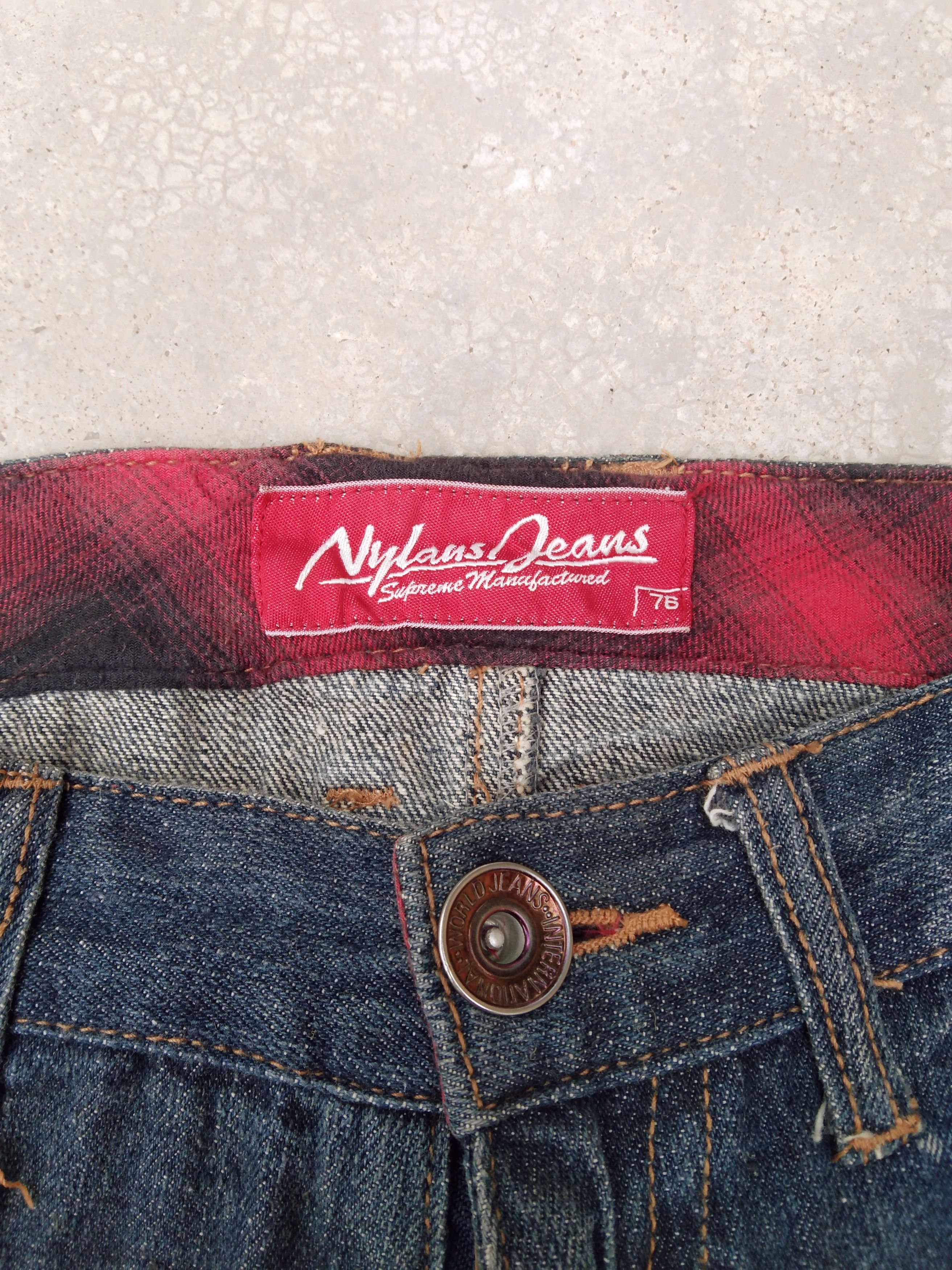 Japanese Brand Vintage Distressed Rusty Double Waist Retro Punk Jeans 29x32 Size US 29 - 7 Thumbnail