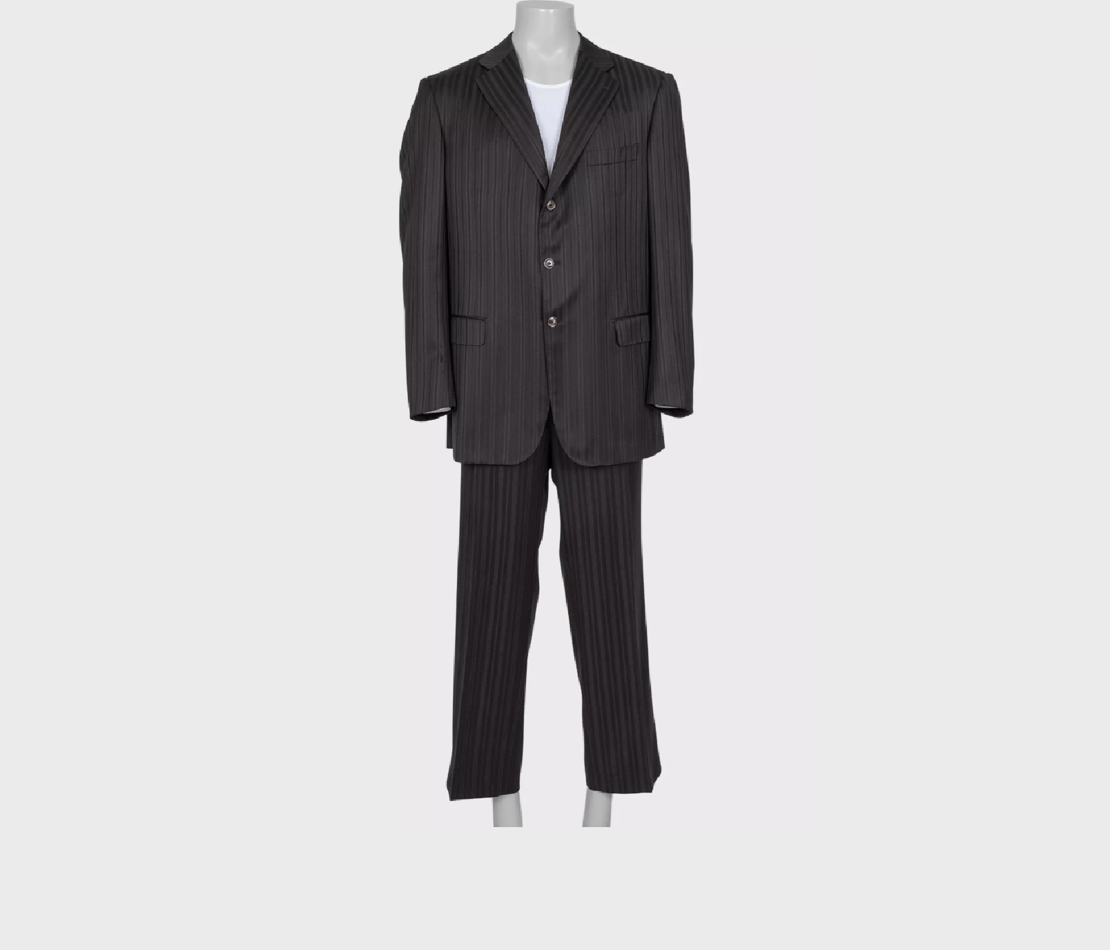 Zilli Zilli Black Striped Wool Suit IT60 4XL Size 54L - 1 Thumbnail