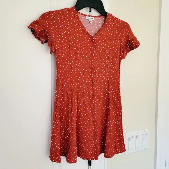 Macys Juniors Love, Fire Polka Dot Button Up Short Sleeve Top Twee Size XS / US 0-2 / IT 36-38 - 5 Thumbnail