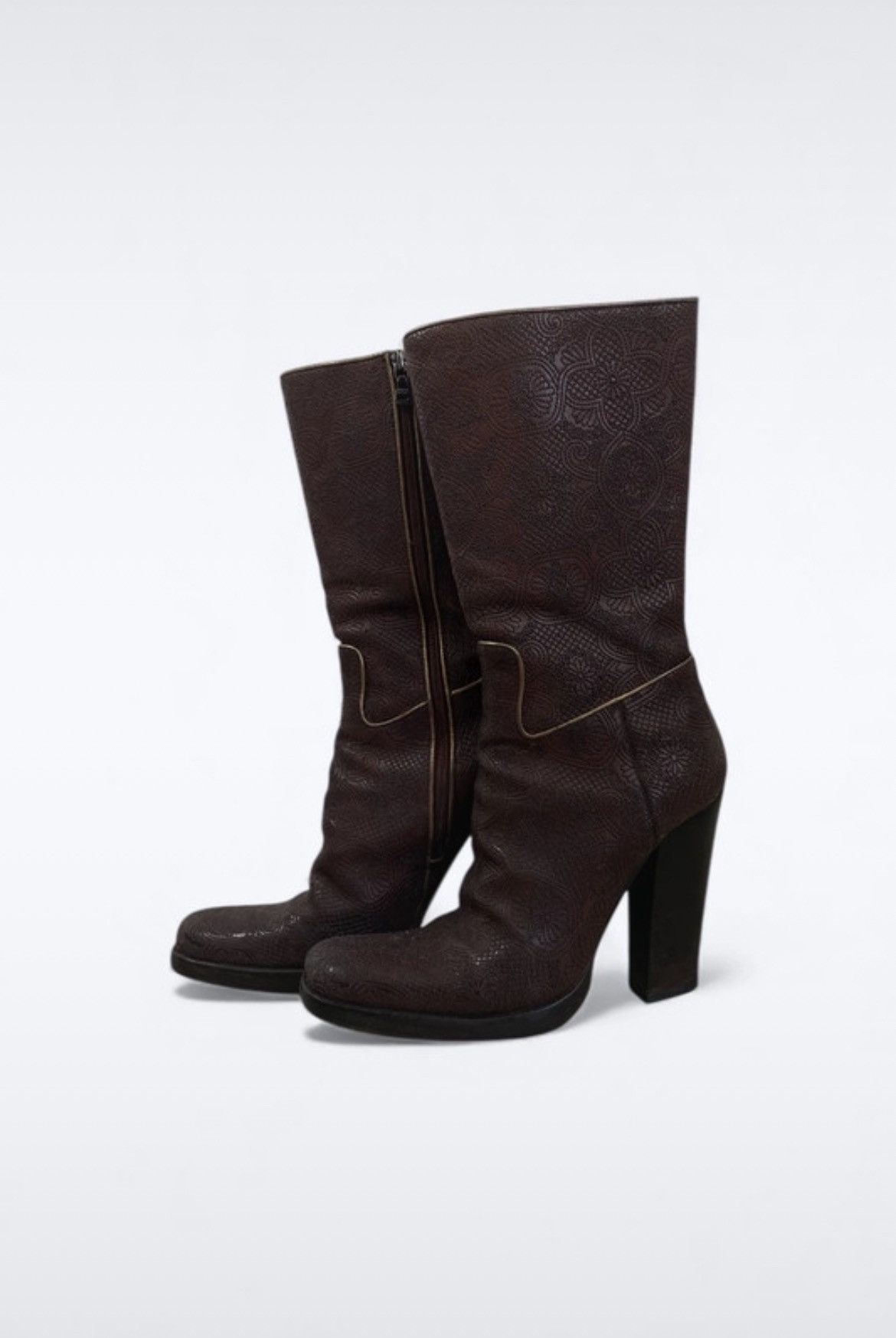 Prada Embroidered Floral Leather Boots by Prada Size US 7 / IT 37 - 3 Thumbnail