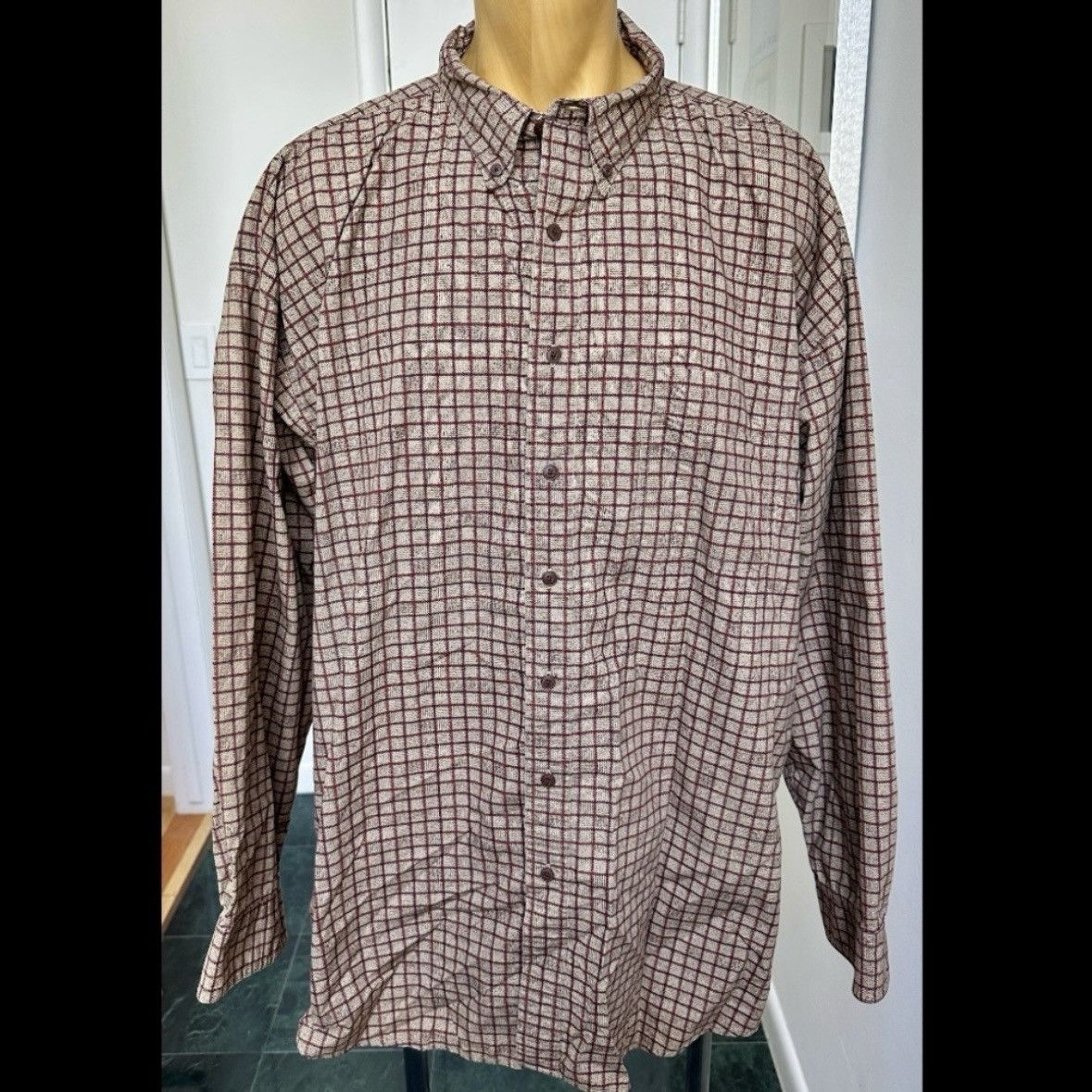 Chaps Ralph Lauren VINTAGE 1990s CHAPS RALPH LAUREN SHIRT MAROON TAN PLAID 2XLT Size US XXL / EU 58 / 5 - 1 Thumbnail