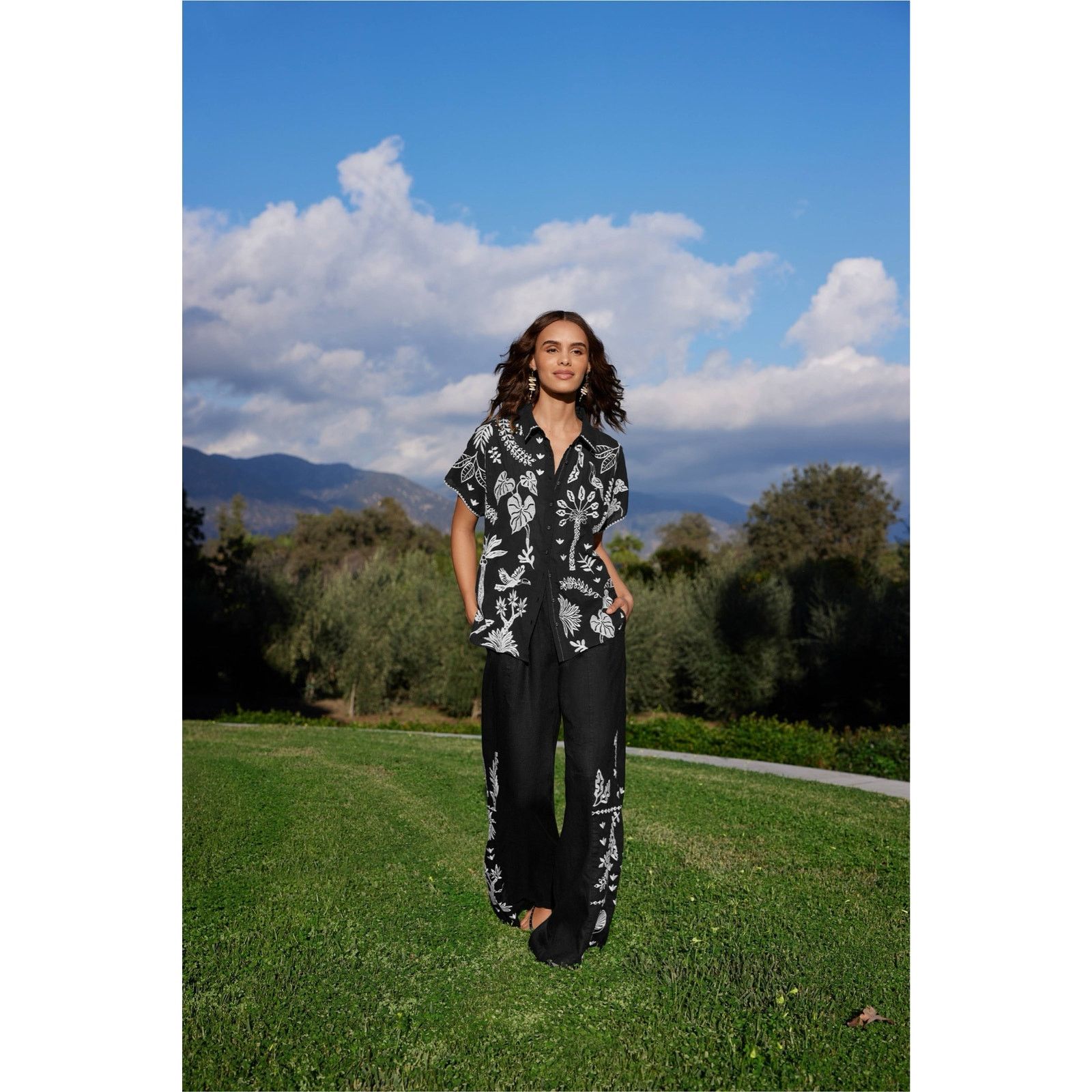 Johnny Was Johnny Was Luciana Dolman Shirt Black White Tropical Embroid Size M / US 6-8 / IT 42-44 - 13 Thumbnail