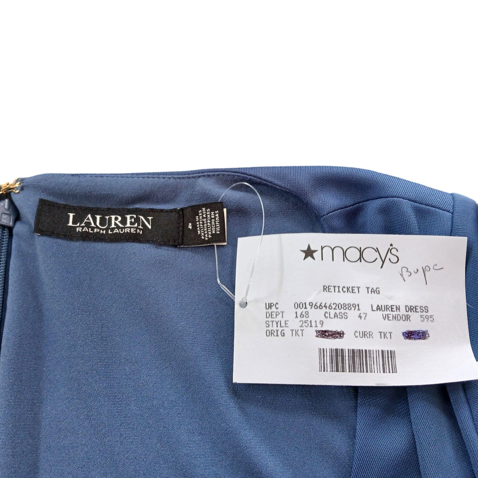 Ralph Lauren NWT - Ralph Lauren Ring Trim Blue V-neck Cocktail Dress 4 Size S / US 4 / IT 40 - 2 Thumbnail