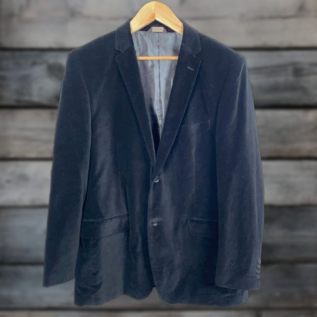 Velvet VINTAGE Camiloni Velvet Blazer Men Sport Coat 2 Button Black 46 Long Mens Classic 2 Piece Party Jacket Size 46R - 1 Thumbnail