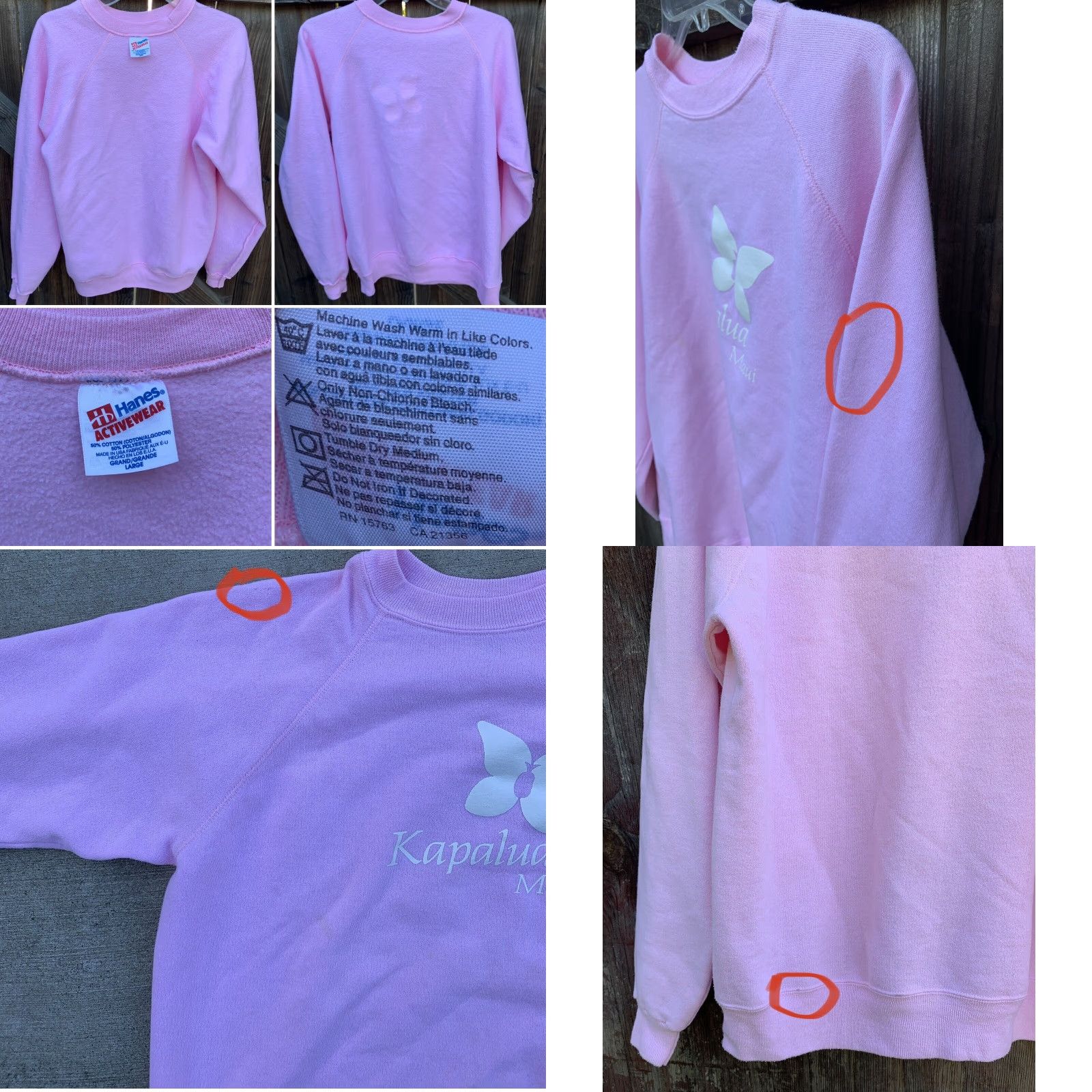 Hanes VINTAGE Hanes Kapalua Maui Graphic Sweatshirt Pullover Raglan Pink Aloha Hawaii Size L Mens Women? (Wait) Size US L / EU 52-54 / 3 - 9 Thumbnail