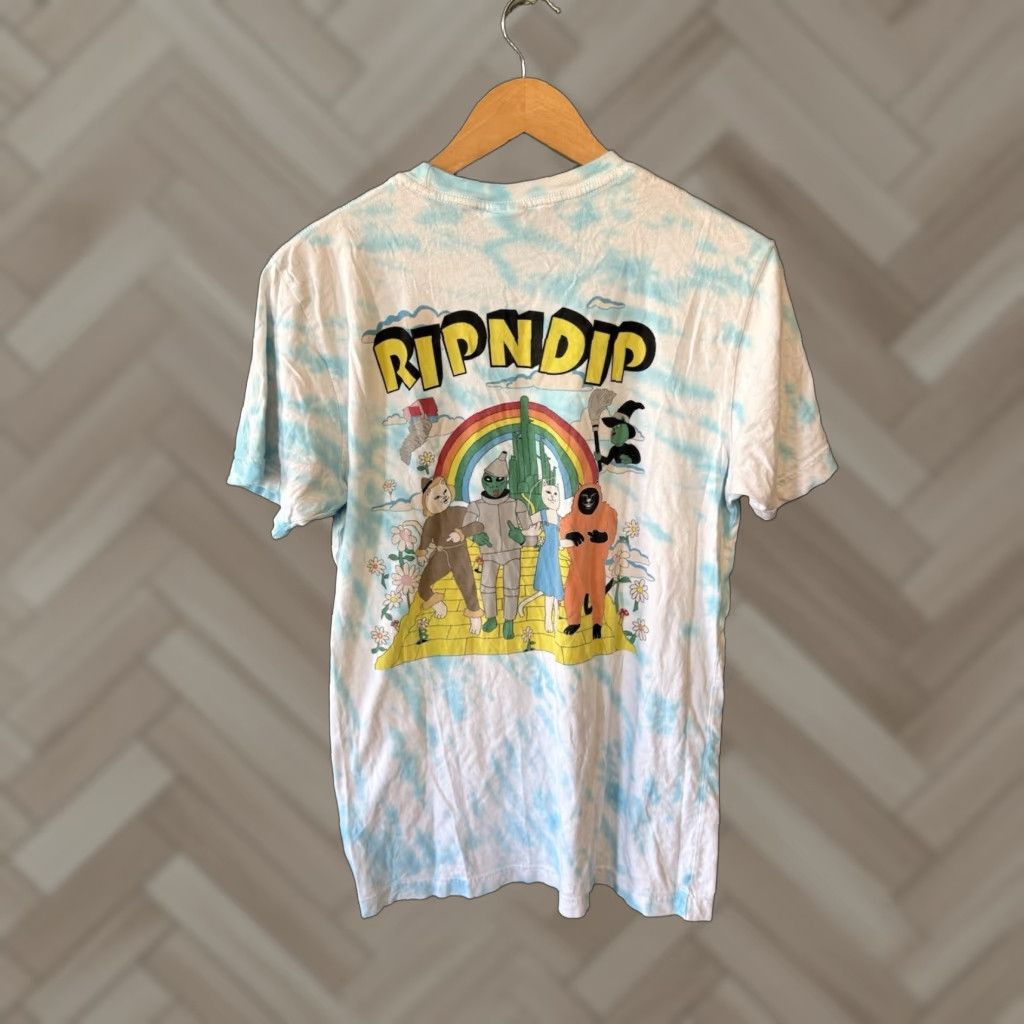 RIPNDIP Rip n Dip Shirt Mens Blue Tie Dye Short Sleeve Wizard of Oz Graphic Size L Size US 33 - 1 Thumbnail