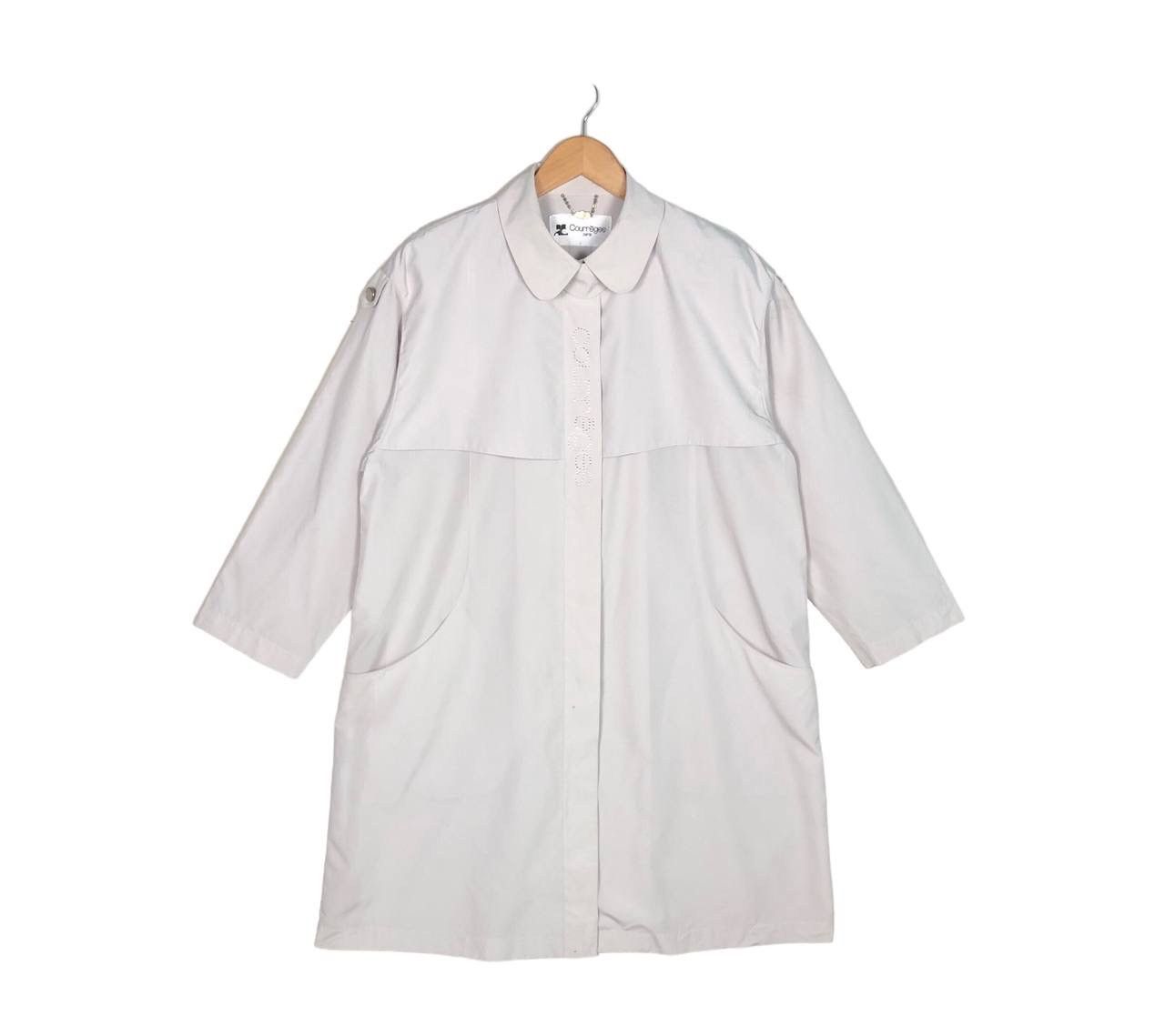 image of Vintage Luxury Courreges Oversized Dress Shirt Light Jacket in Grey, Men's (Size Large)