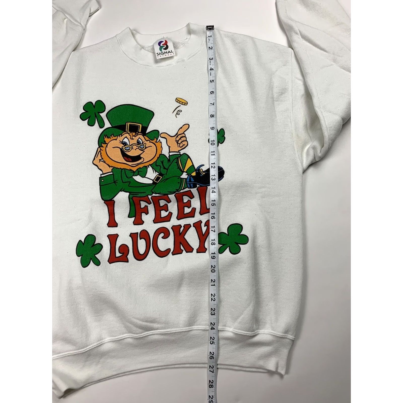 Vintage VINTAGE Signal Sweatshirt Crewneck L-XL White 90s Irish St. Patrick’s Leprechaun Graphic Print Men Size US XL / EU 56 / 4 - 4 Thumbnail