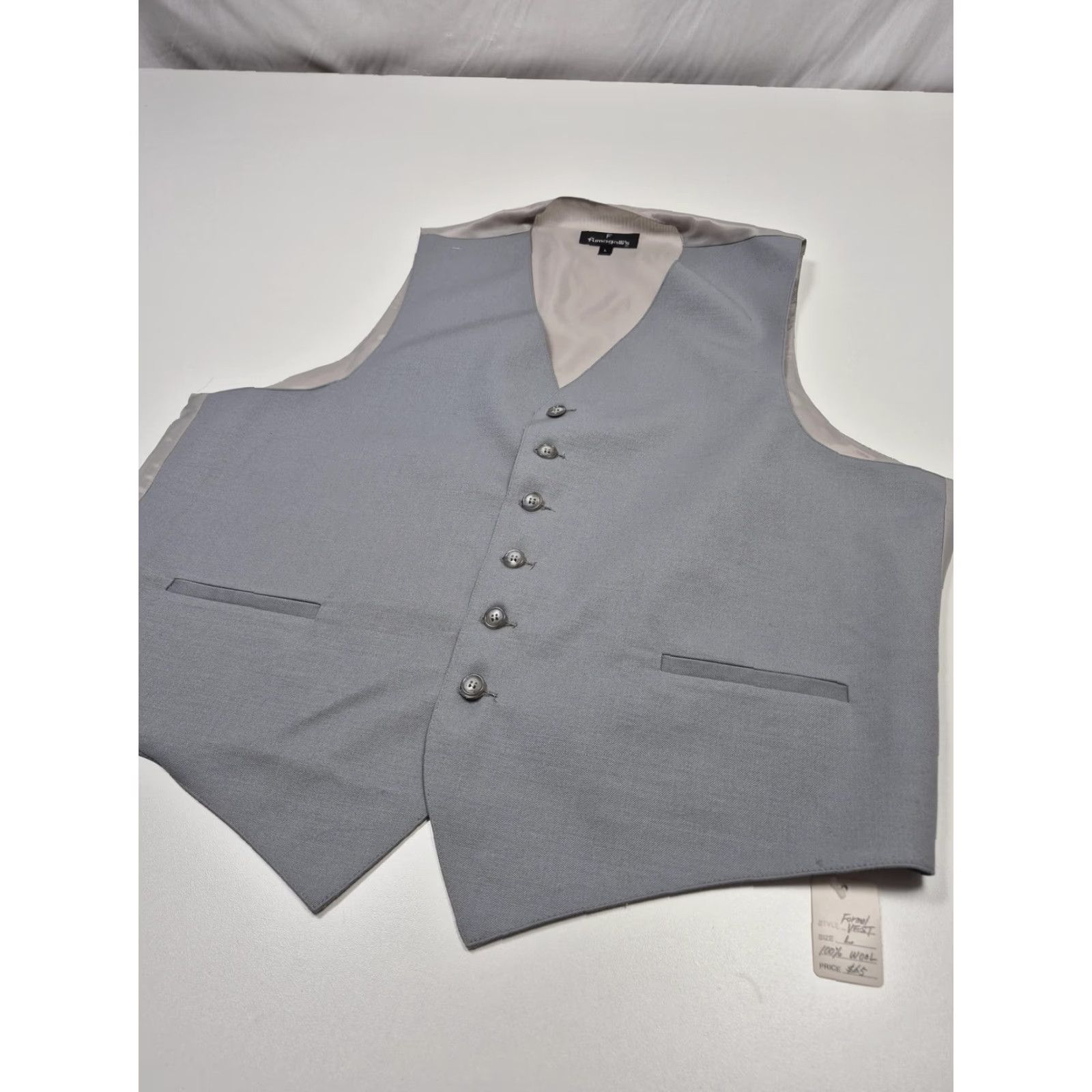 Vintage VINTAGE Fumagalli's Suit Vest Mens L Gray 100% Wool Belted 3 Piece Formal Wedding Size 42R - 2 Thumbnail