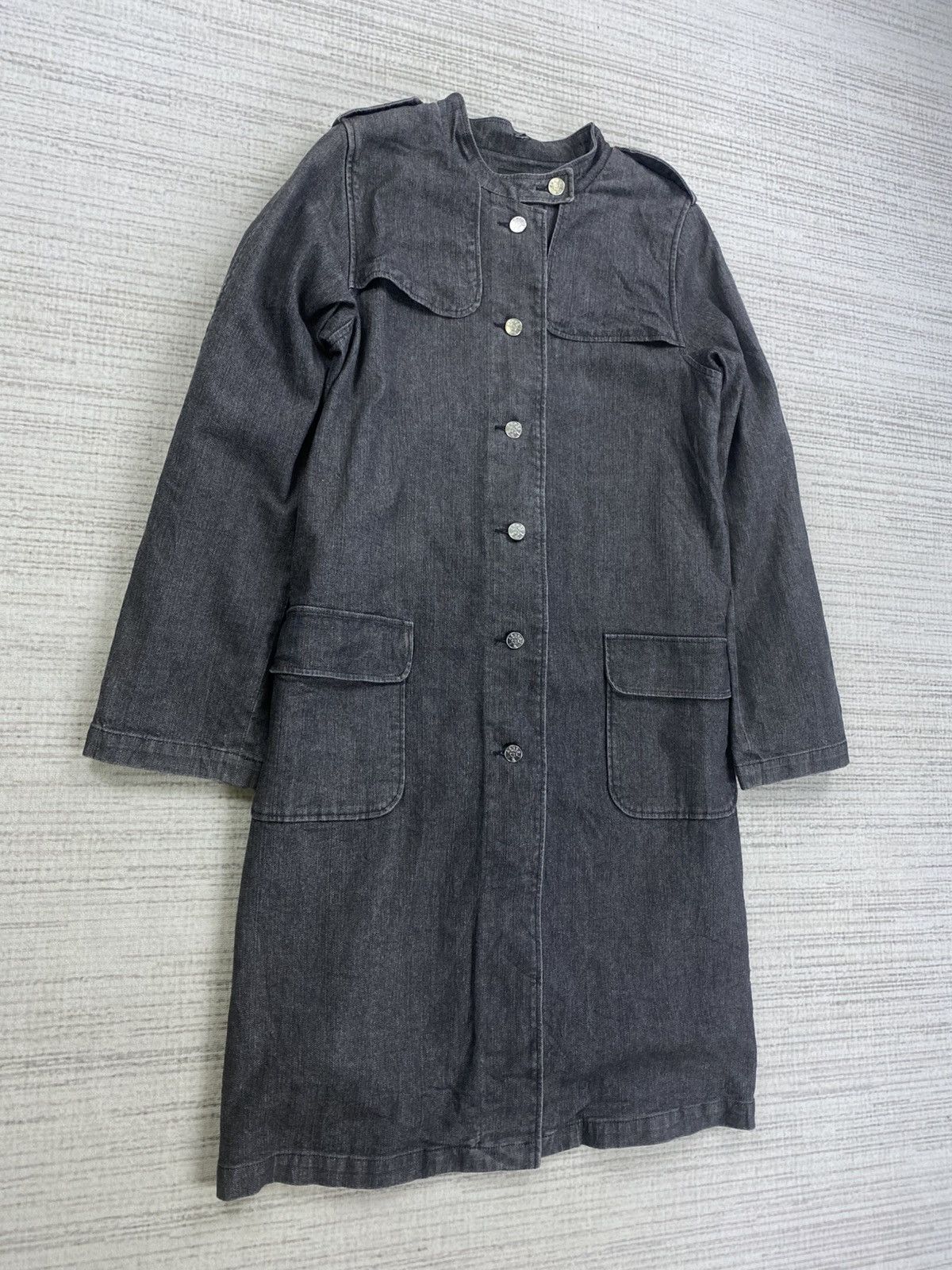 Vintage × agnes b. Vintage Agnes B Casual Woman Long Trench Coat Denim Jacket Size M / US 6-8 / IT 42-44 - 3 Thumbnail