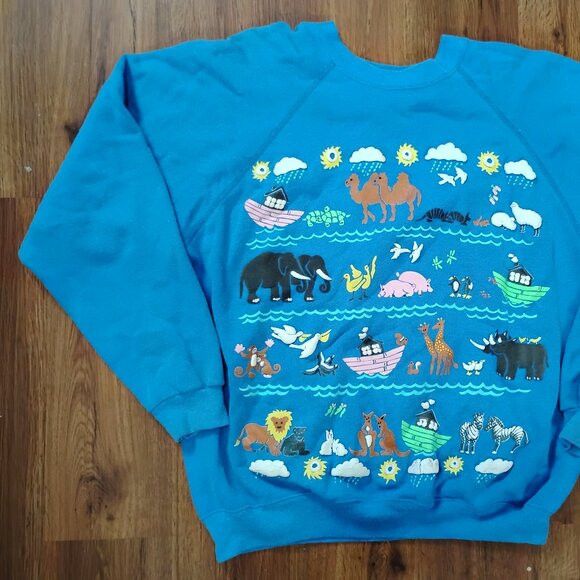 Other Vintage Noah's Ark Jesus Christian Moses Crewneck Sweatshirt Size US L / EU 52-54 / 3 - 3 Thumbnail