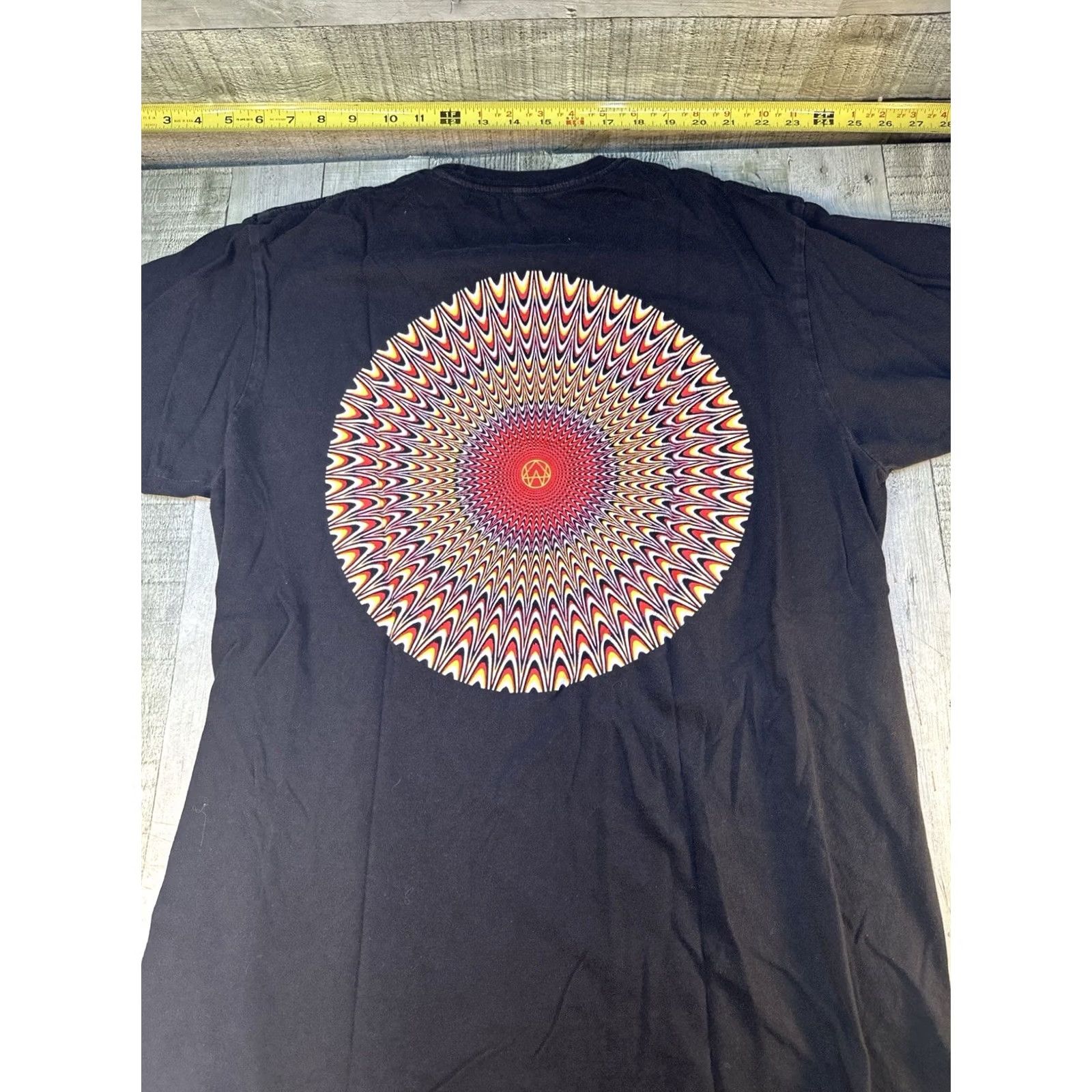 Vintage Trippy Optical Illusion Graphic Tee Large Black Psychedelic Streetwear Size US L / EU 52-54 / 3 - 2 Thumbnail