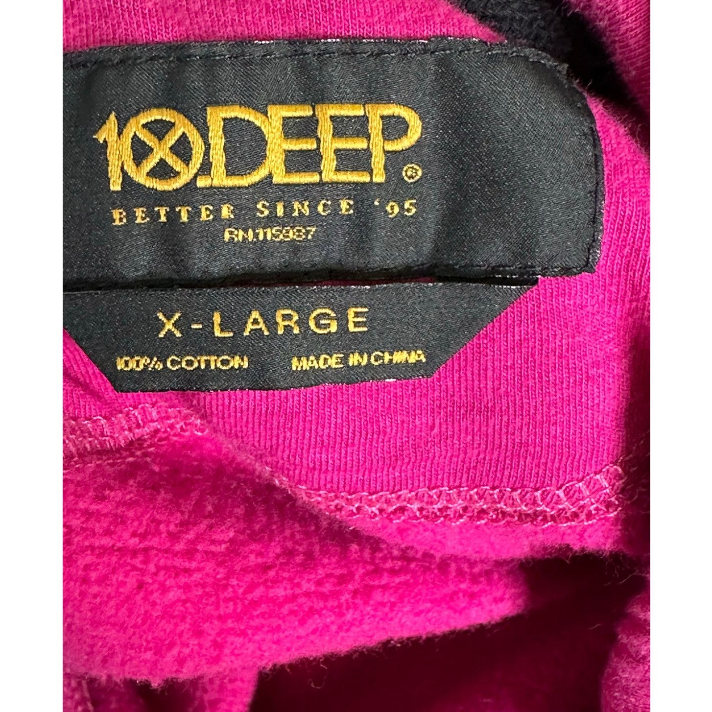 10 Deep 10Deep fuchsia distressed hoodie sweatshirt size X Large Size US XL / EU 56 / 4 - 3 Thumbnail