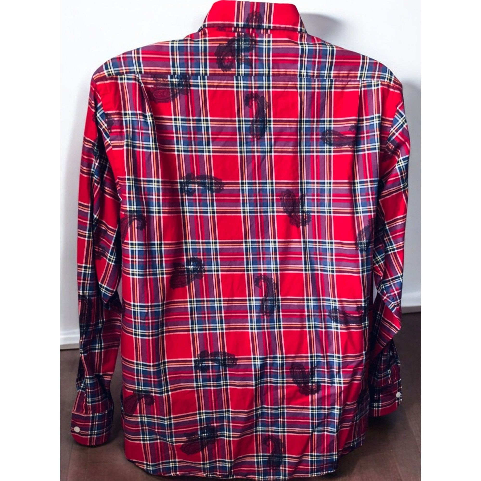 Daniel Cremieux Cremeieux Classics Mens Red Plaid Paisley Shirt XL Size US XL / EU 56 / 4 - 5 Thumbnail