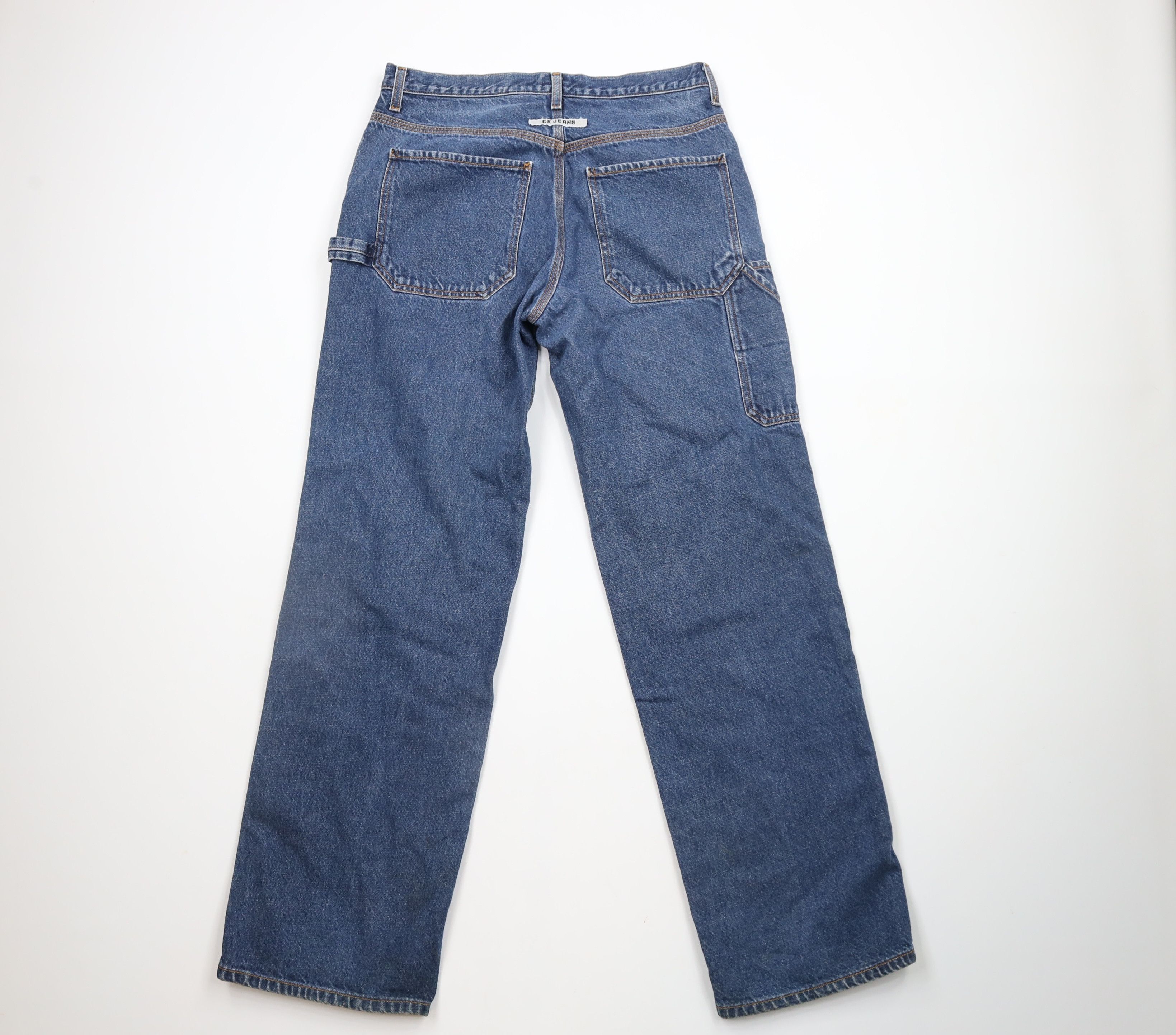 Calvin Klein × Vintage Vintage 90s Calvin Klein Spell Out Wide Leg Dungaree Jeans Size US 31 - 9 Thumbnail