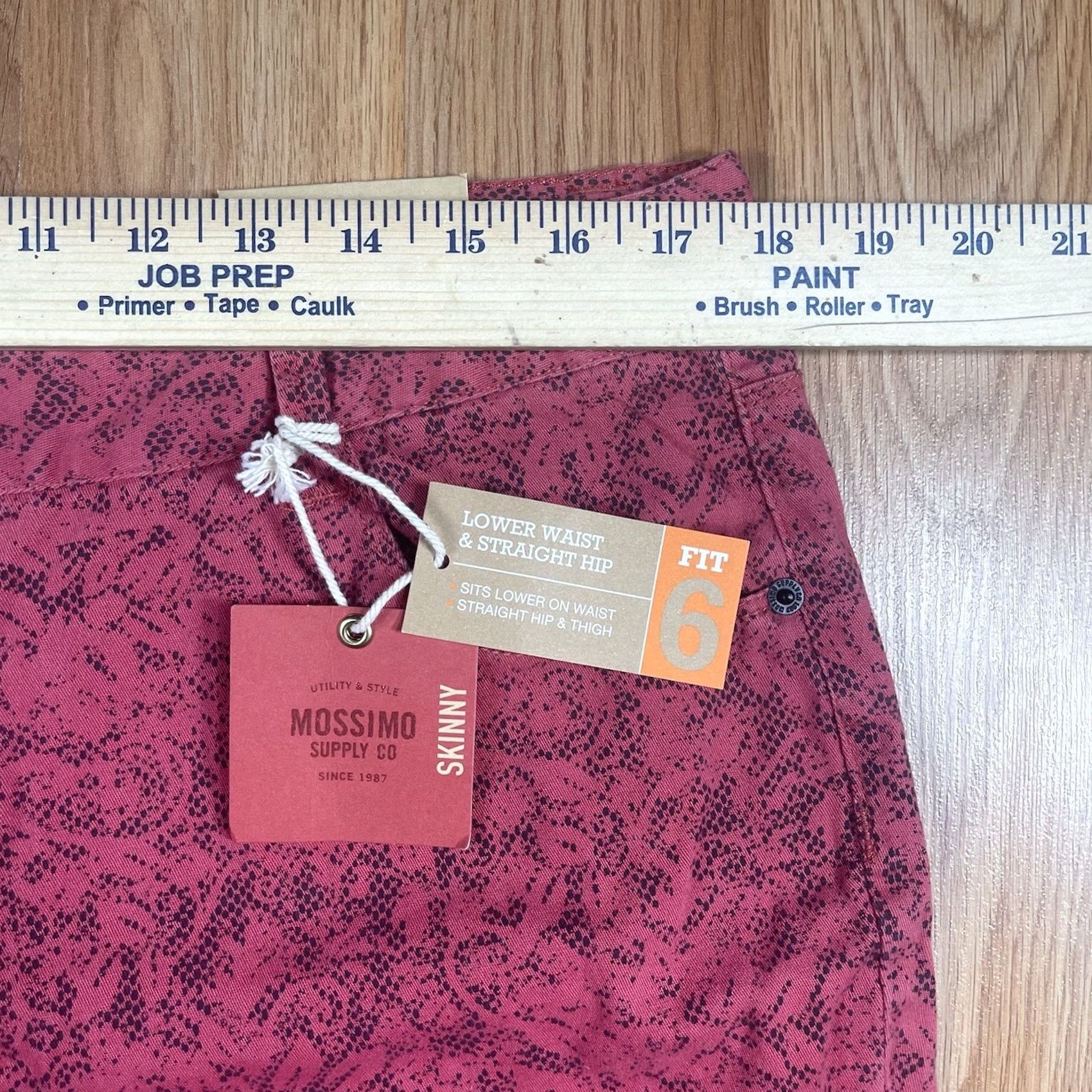 Mossimo Mossimo Womens Chino Pants 17 Skinny Stretch Lower Waist Straight Hip Red Cotton Spandex Regular 31in Inseam Small Details: Zipper Belt Loops Pockets Size 38" / US 16 / IT 52 - 3 Thumbnail