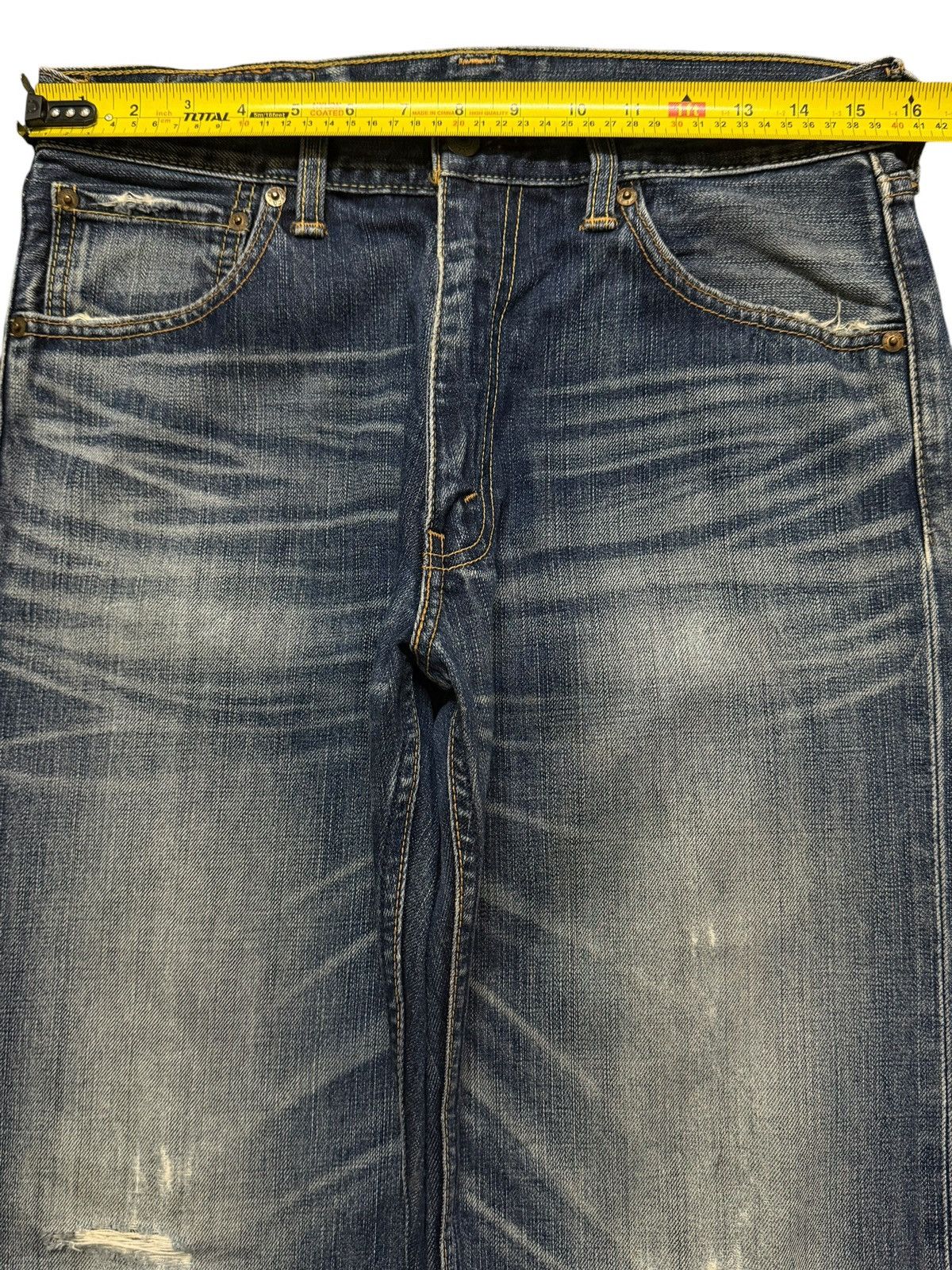 Levi's Vintage Y2K Levis 703 Faded Whiskers Distressed Wide Leg Size US 31 - 9 Thumbnail