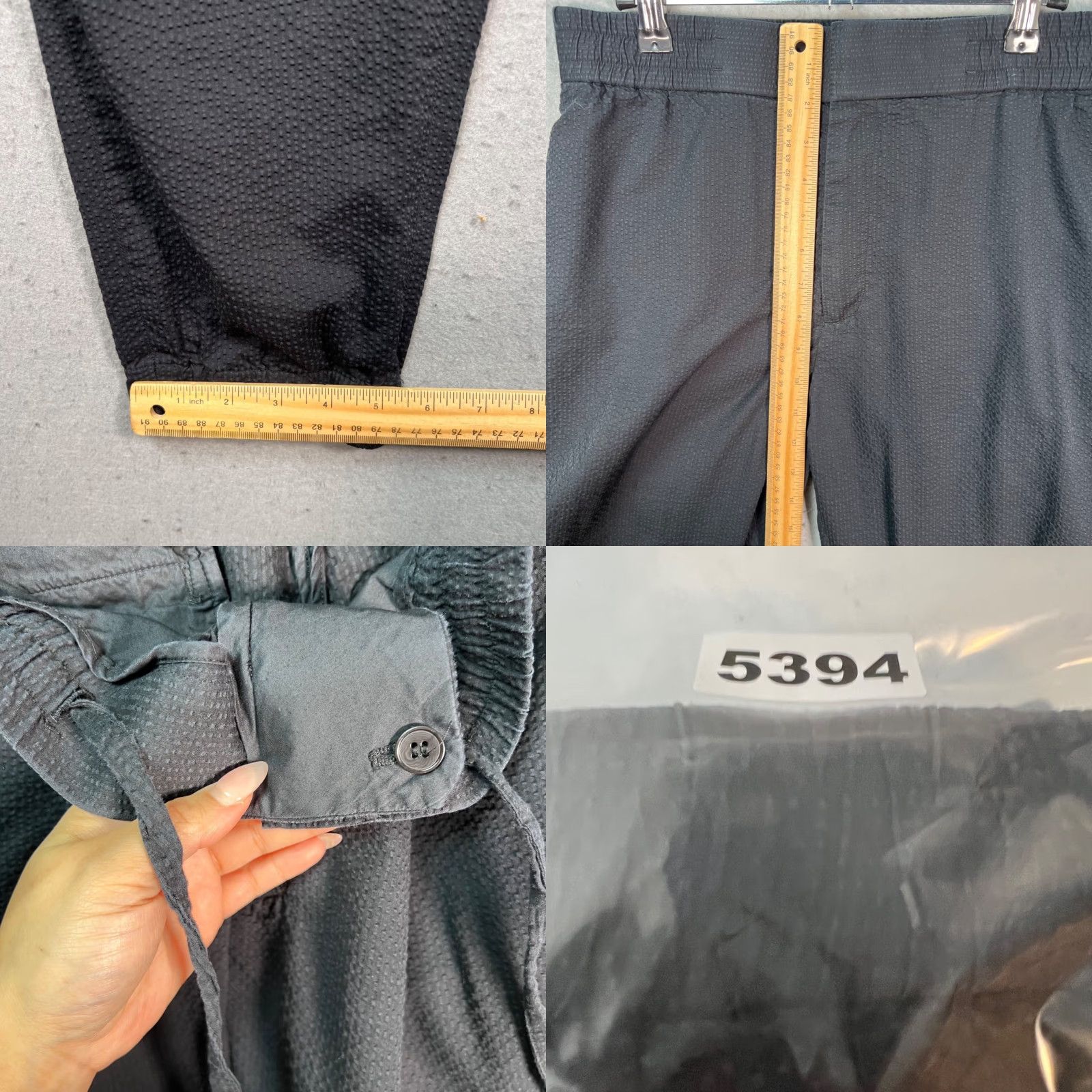 Cos COS Men's 32 Black Textured Cotton Tapered Leg Chino Pants Elastic Waist - Flat Front, Mid Rise, 27in Inseam, Casual, Regular, Pocket - Mens Pants Size US 32 / EU 48 - 8 Thumbnail
