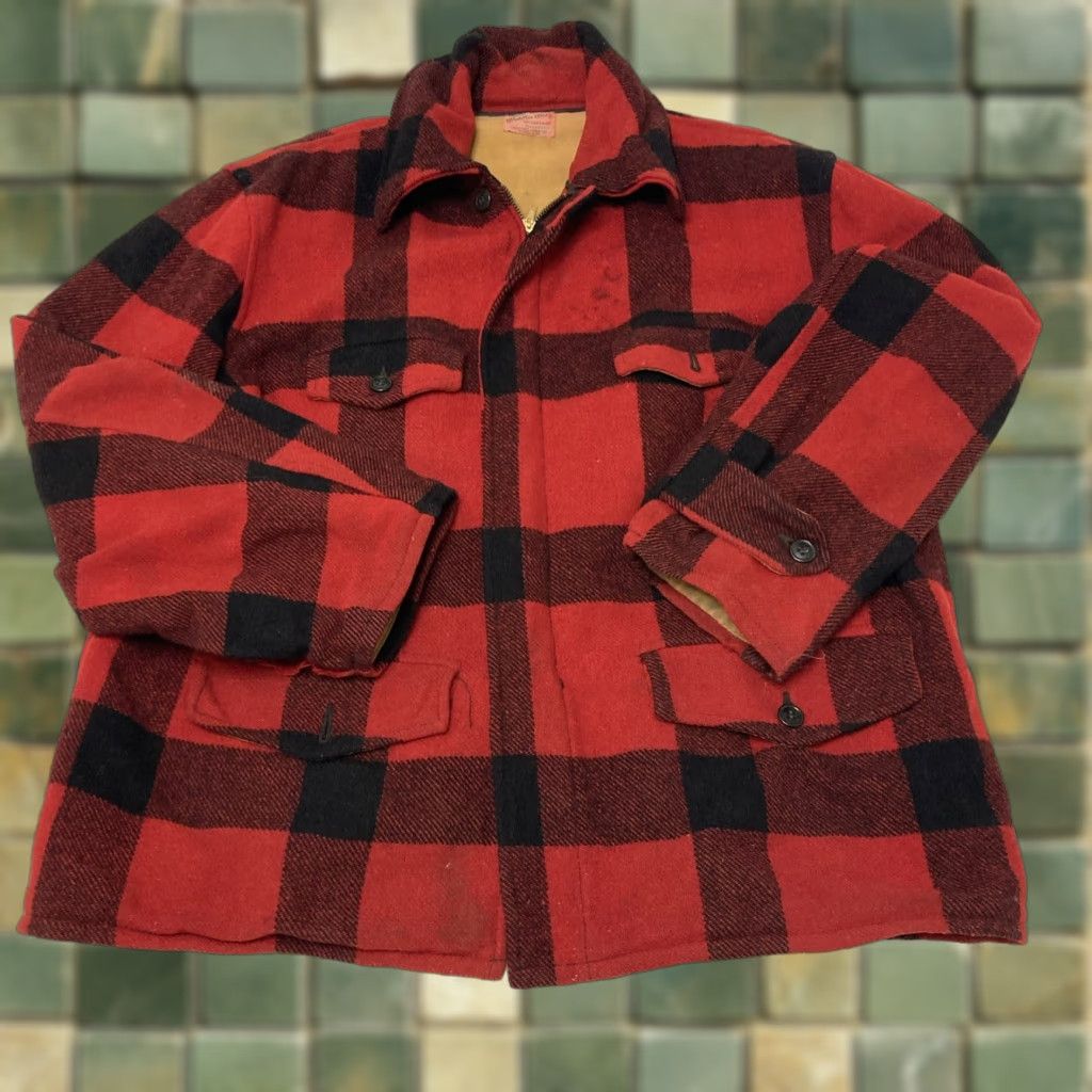 CO Weather Wise Jacket Mens XL Wool Buffalo Plaid 60s 70s VTG Red Overcoat Men XL Size US XL / EU 56 / 4 - 1 Thumbnail