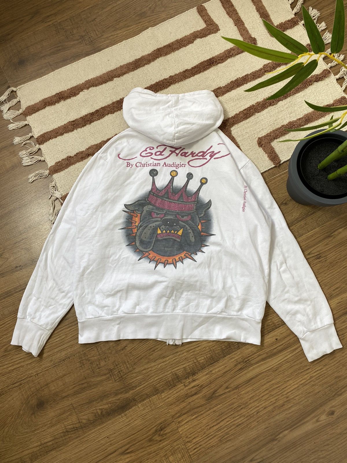 Ed Hardy VINTAGE ED HARDY PUG LOGO 2000s ZIP UP HOODIE Size L / US 10 / IT 46 - 1 Thumbnail