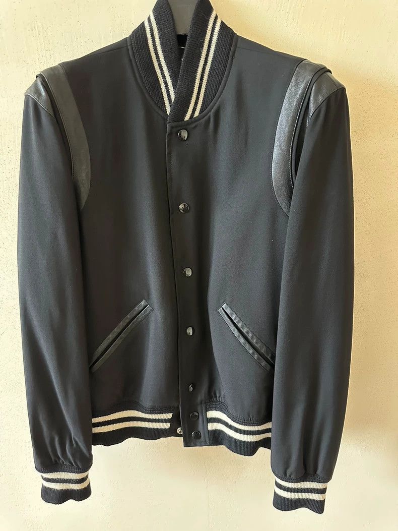 Yves Saint Laurent YSL Saint Laurent Wool Leather Bomber Jacket- Size US M / EU 48-50 / 2 - 1 Thumbnail