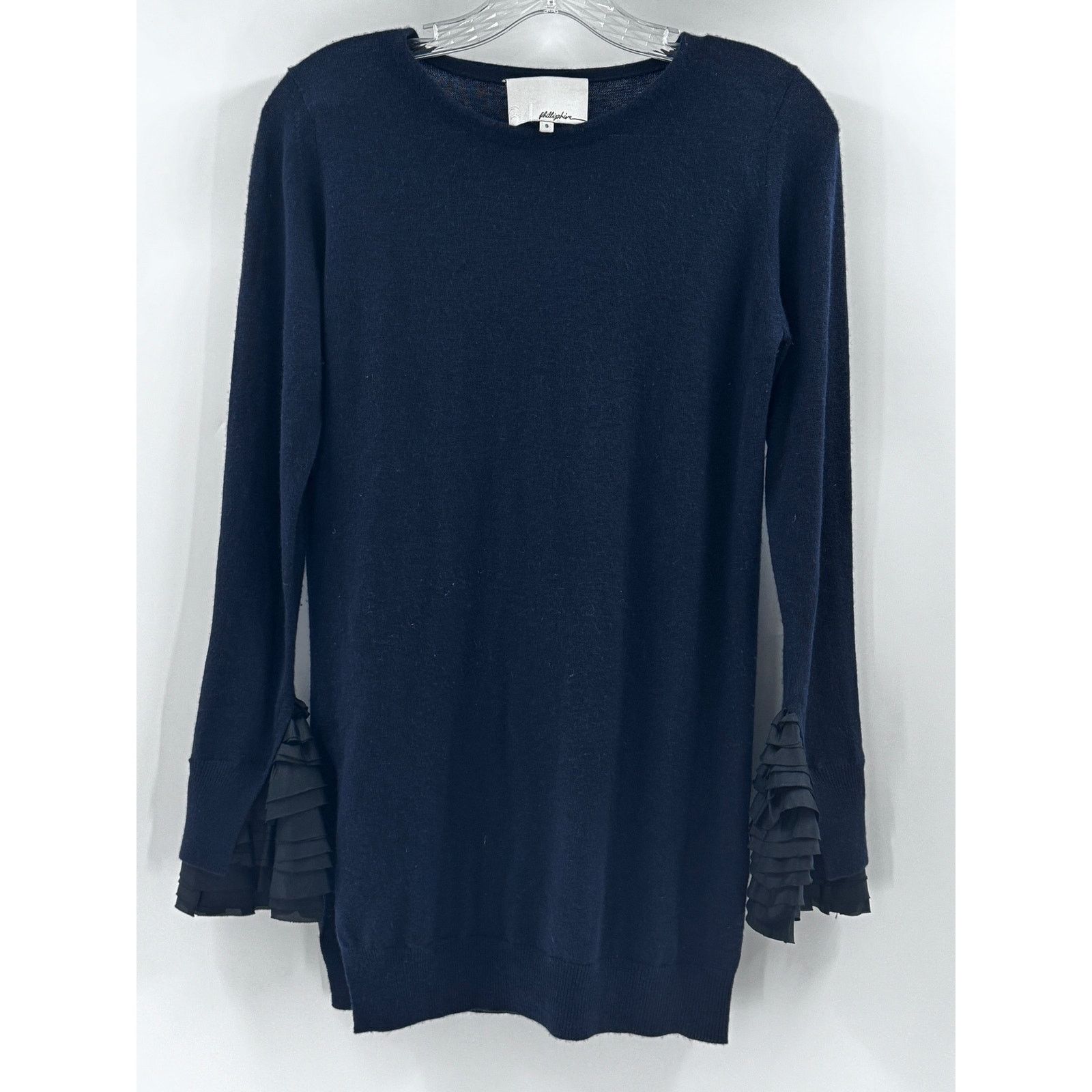 3.1 Phillip Lim 3.1 Philip Lim Coquette Navy Blue Black Ruffle Sweater Small Size S / US 4 / IT 40 - 1 Thumbnail
