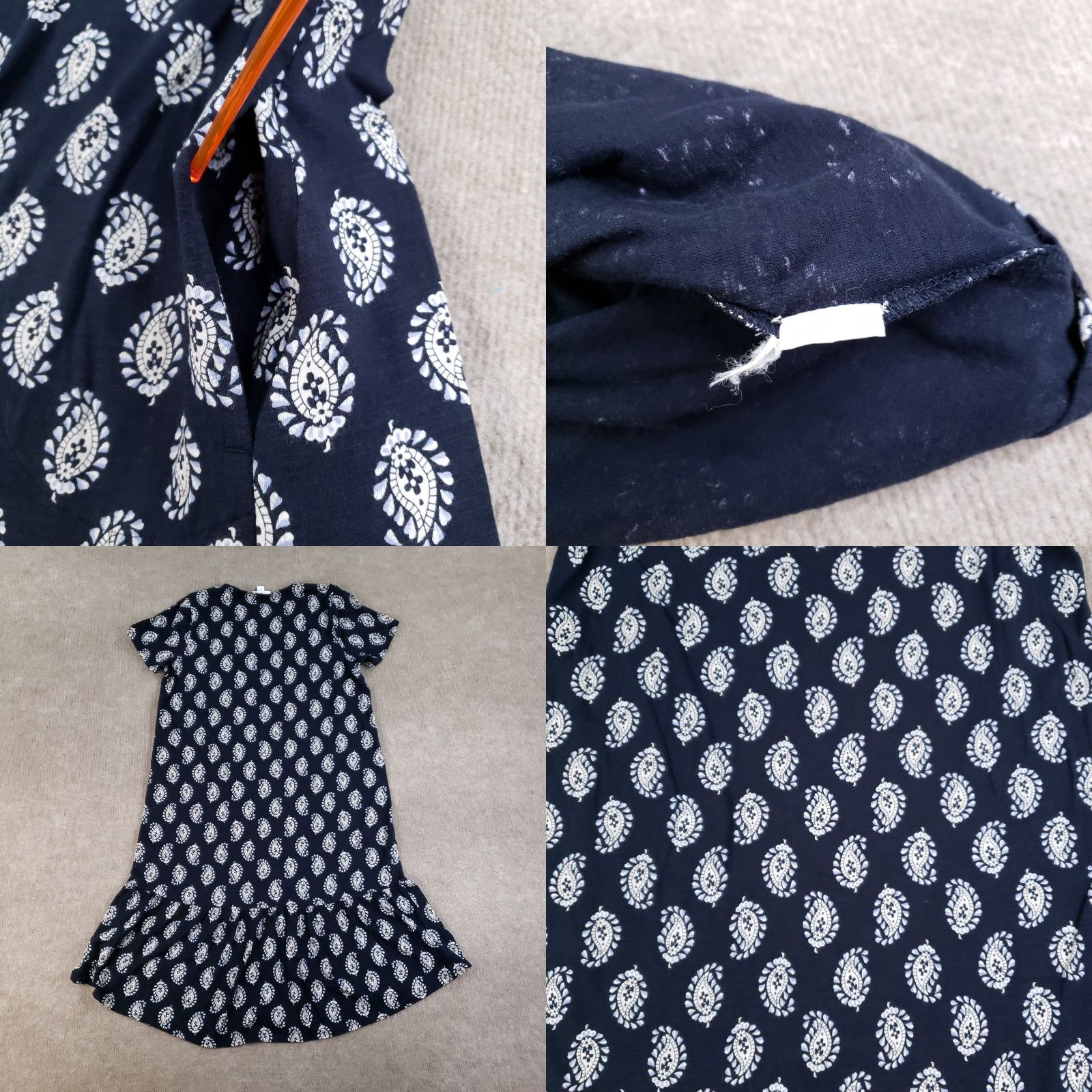 J. Jill J. Jill Dress Womens Small Blue White Paisley Flowy Short Sleeve Pockets Knit Size 28" / US 6 / IT 42 - 8 Thumbnail