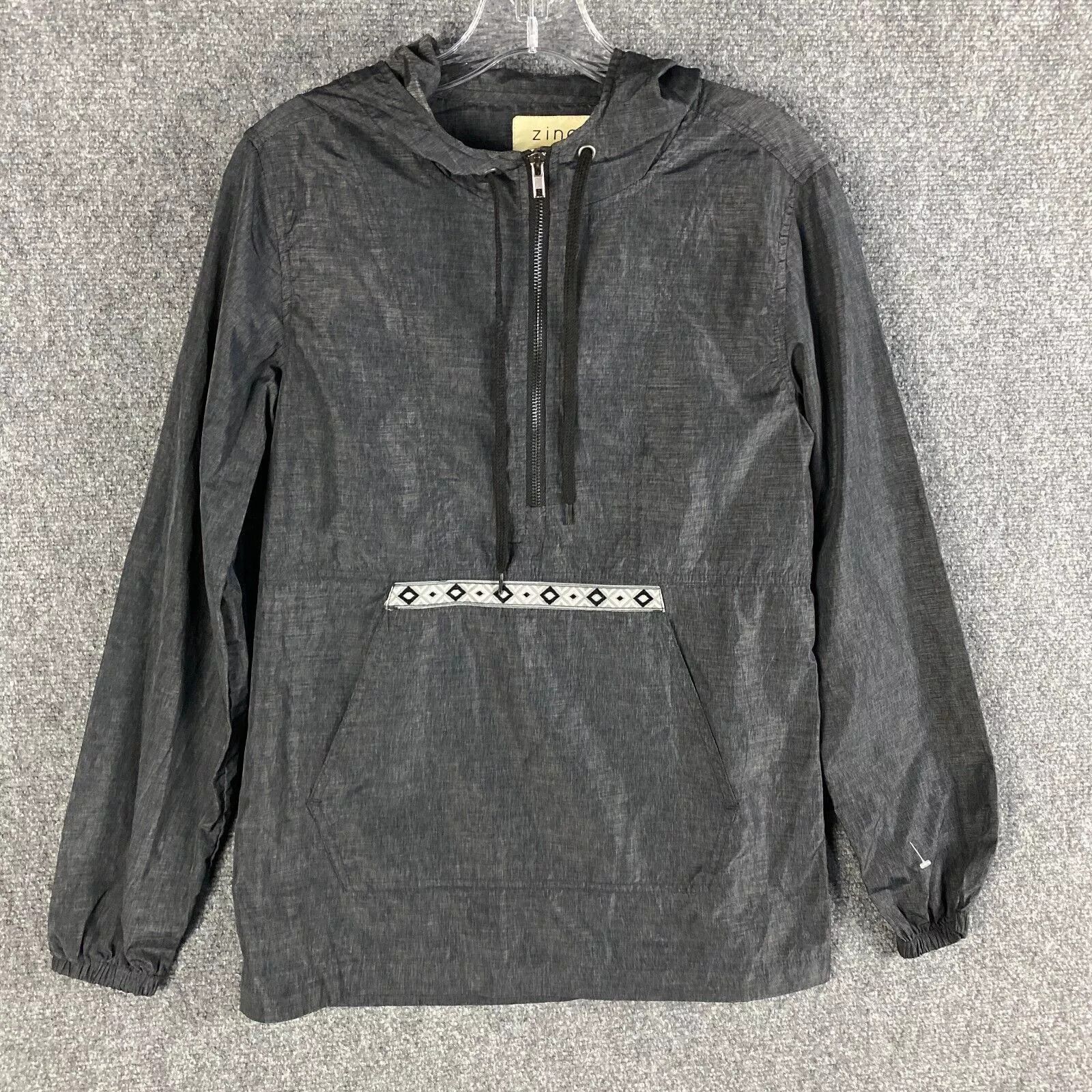 Zine Zine Windbreaker Jacket Men's XS 1/2 Zip Hooded Gray Nylon Size US XS / EU 42 / 0 - 1 Thumbnail