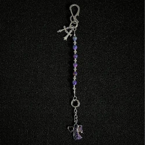 Jewelry Purple and Blue Beaded Angel Keychain Charm Size ONE SIZE - 8 Thumbnail